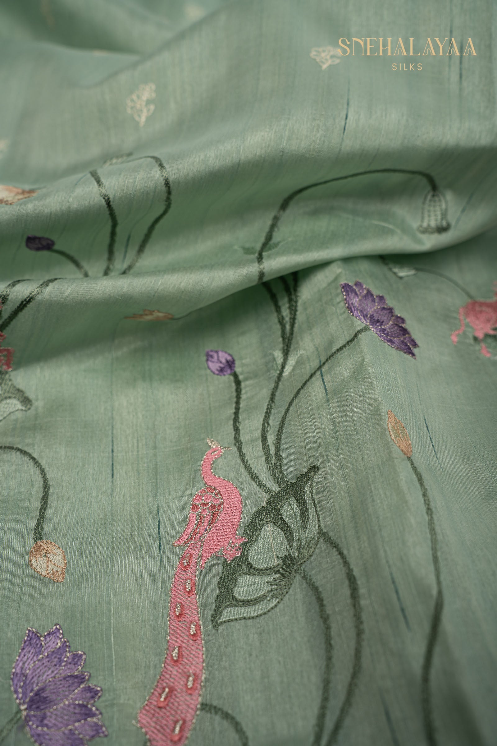 Fern Green Raw Silk Saree