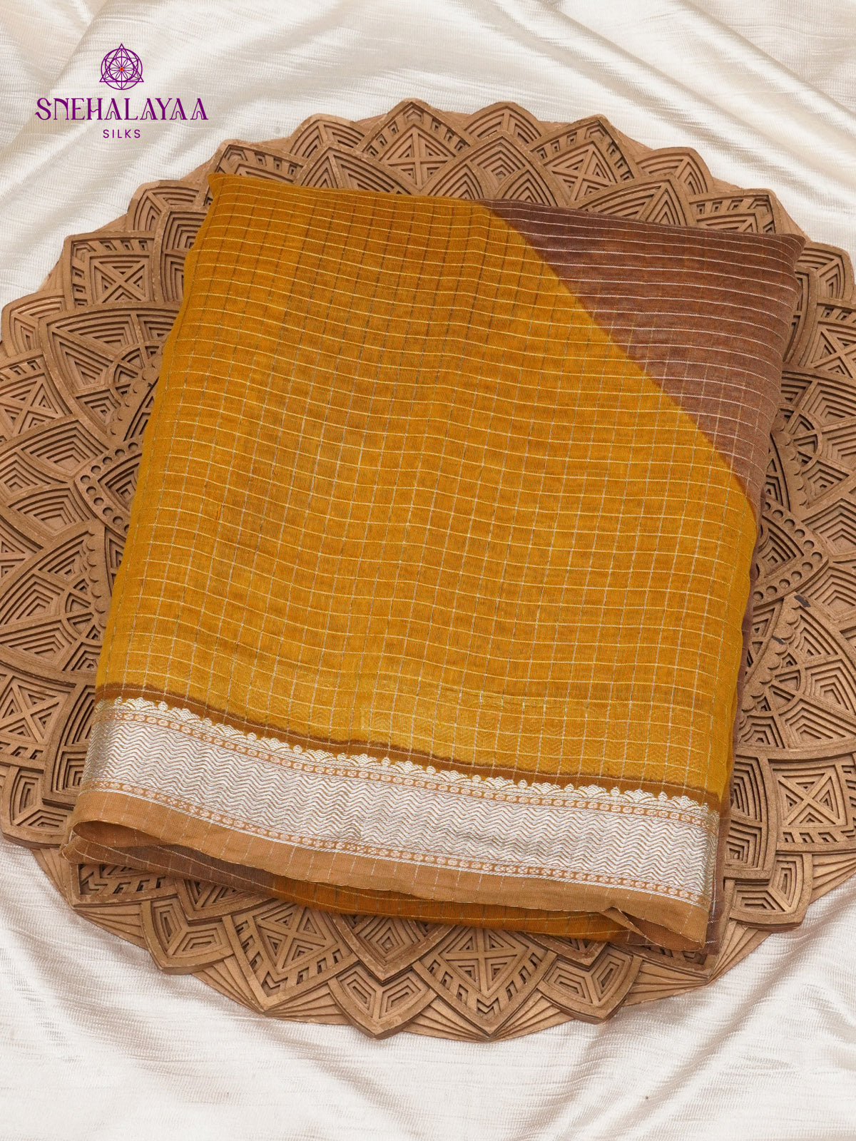 Mustard Yellow Chanderi Saree