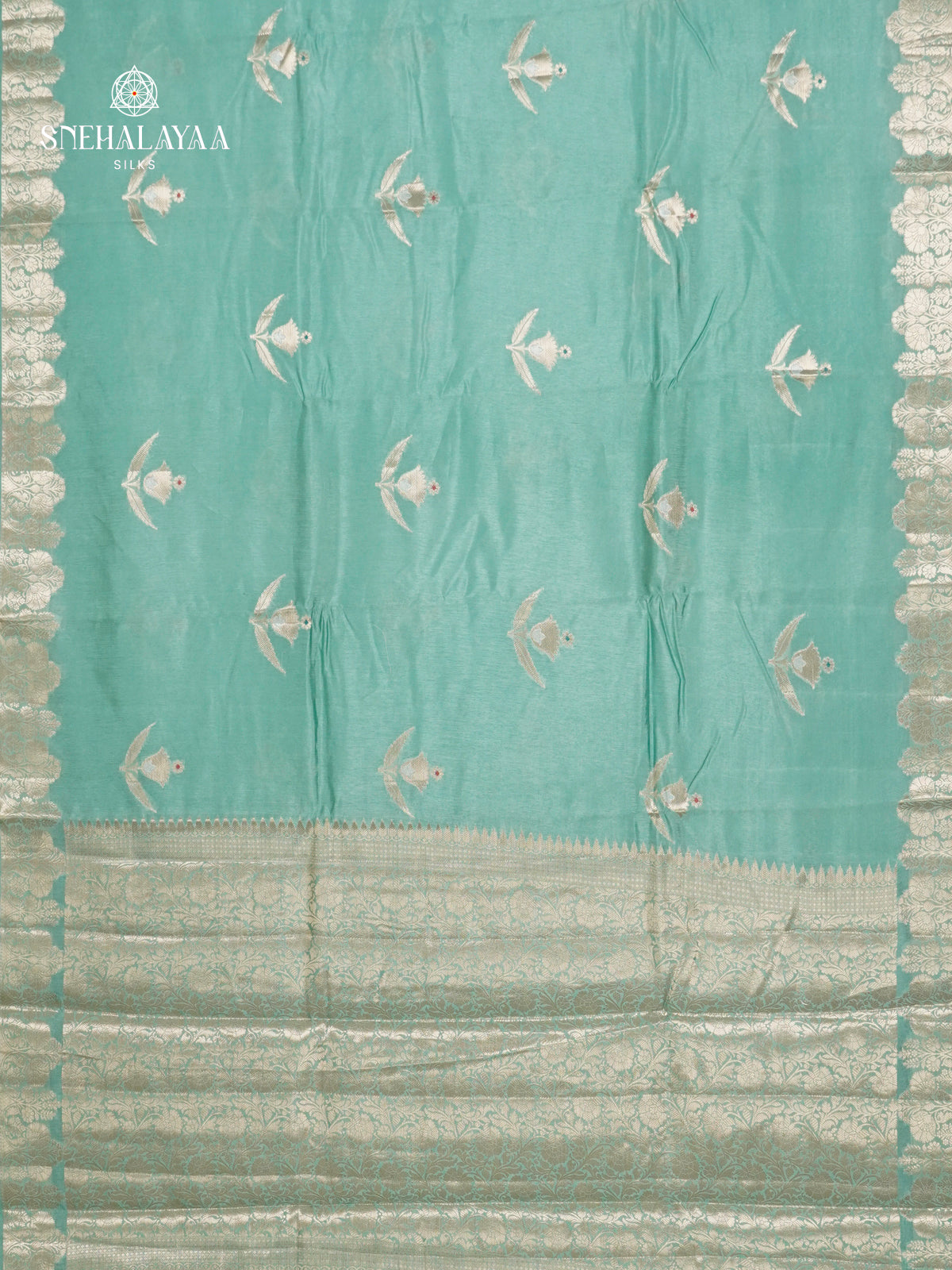 Ice Blue Banaras Dupion Silk Saree