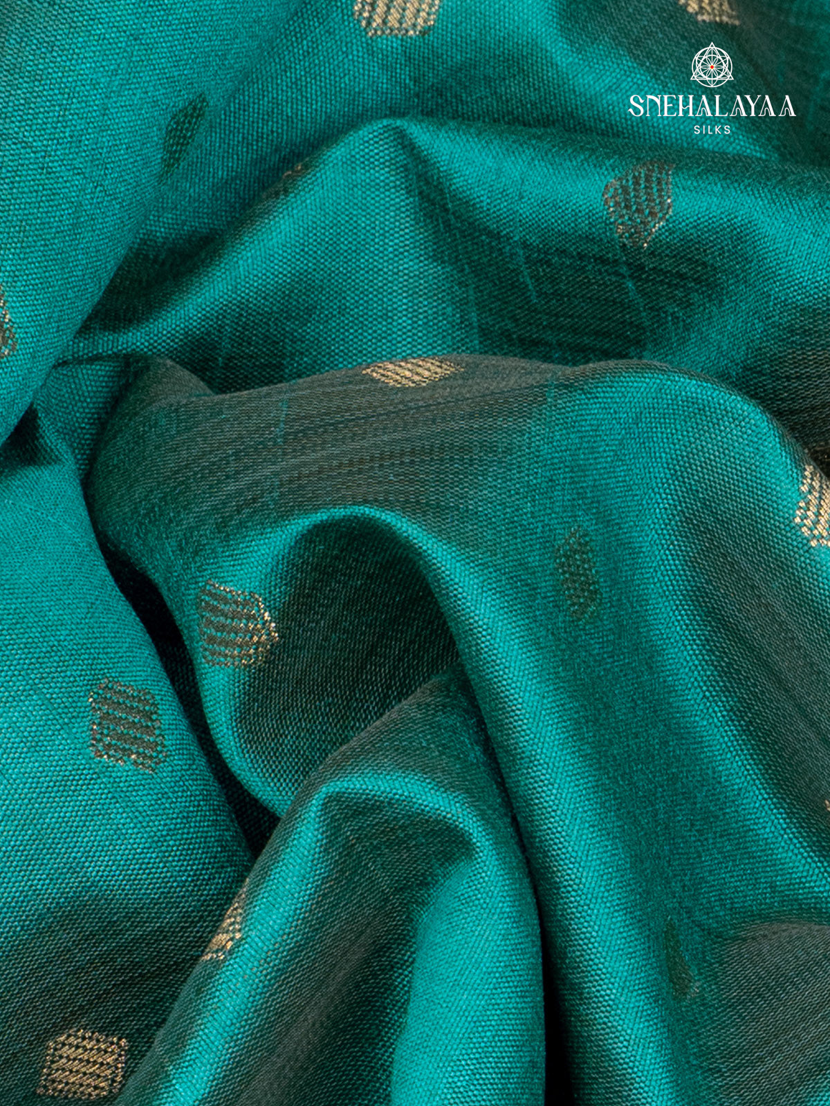 Teal Blue Raw Silk Saree