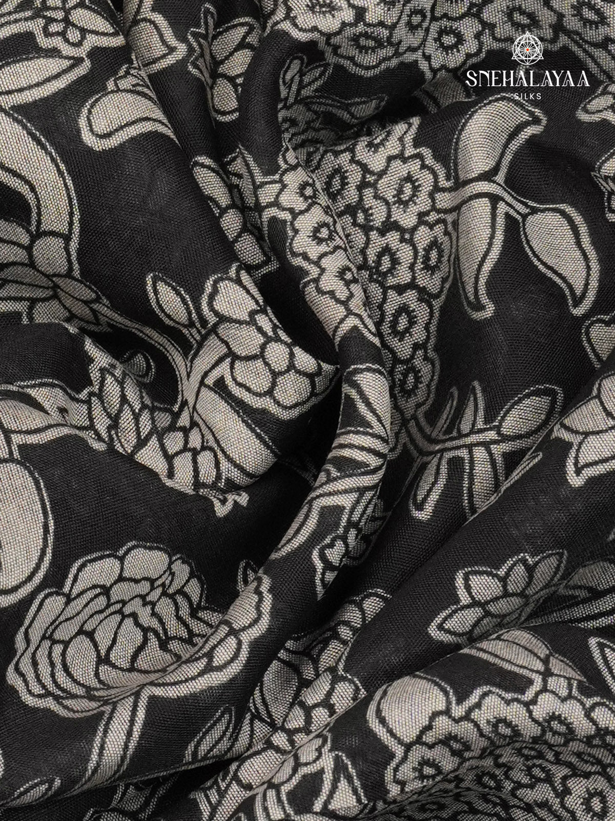 Charcoal Black Chanderi Saree