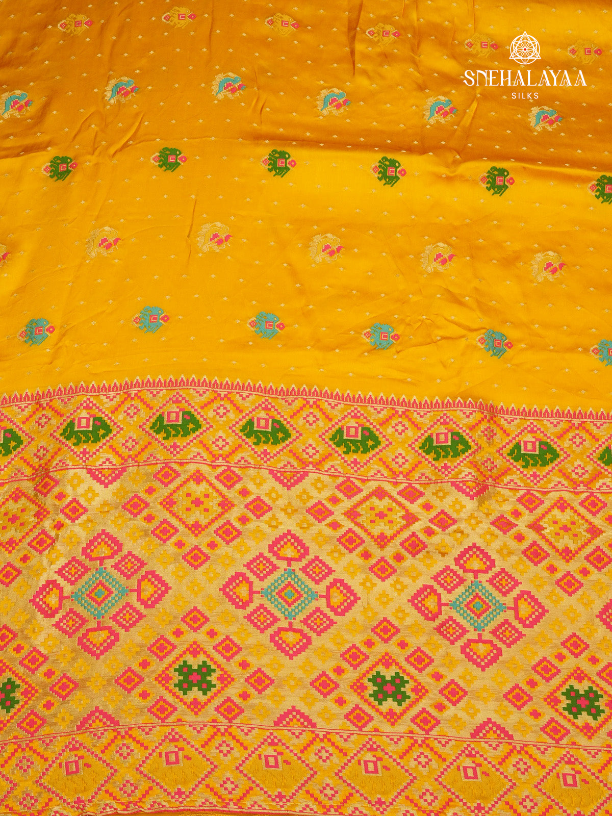 Mango Yellow Semi Banras Silk Saree
