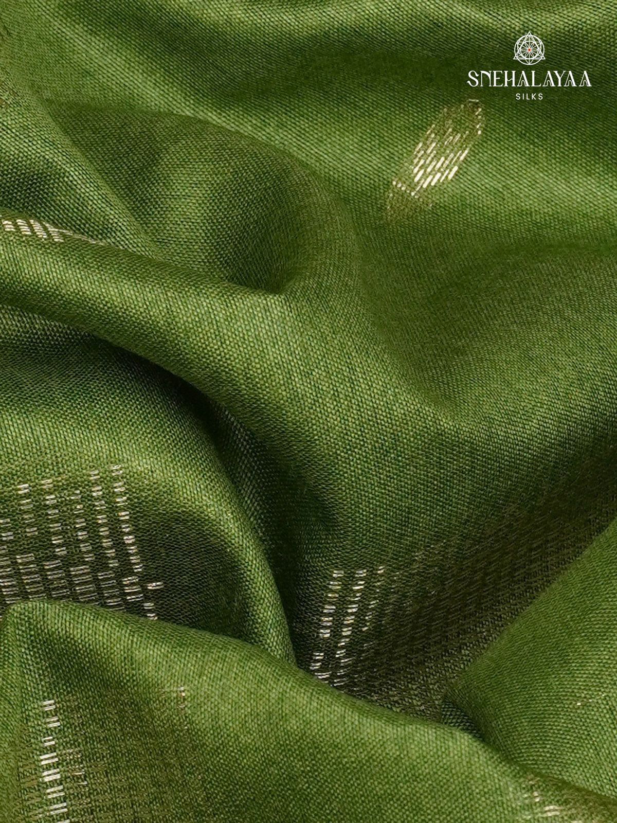 Olive Green Bamboo Silk Saree