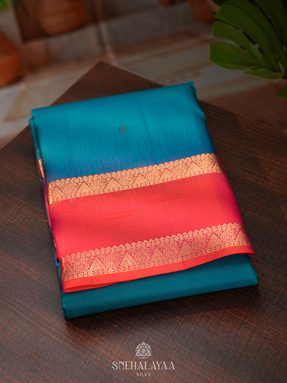Peacock Blue Kanjivaram Silk Saree