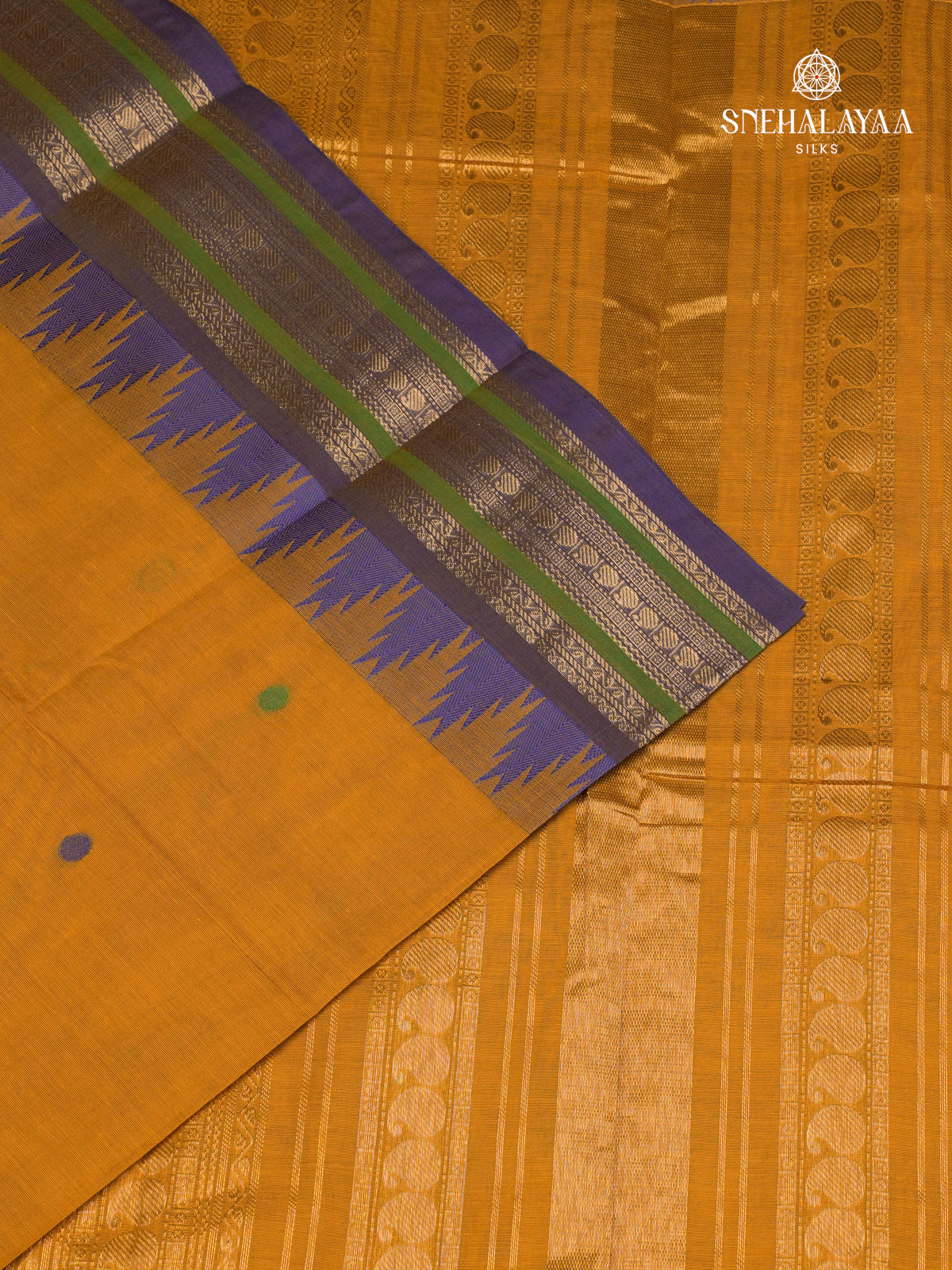 Mustard Yellow Kanchi Cotton Saree