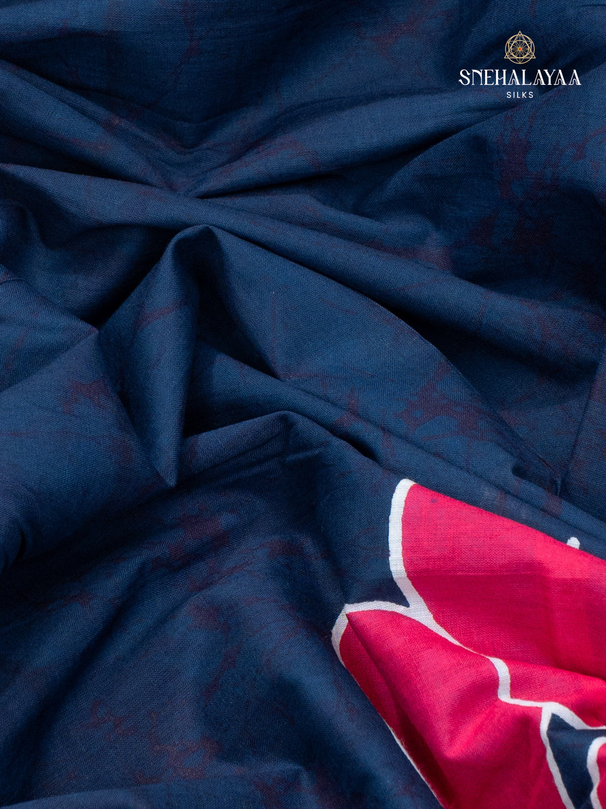 Blue Jaipur Cotton Saree