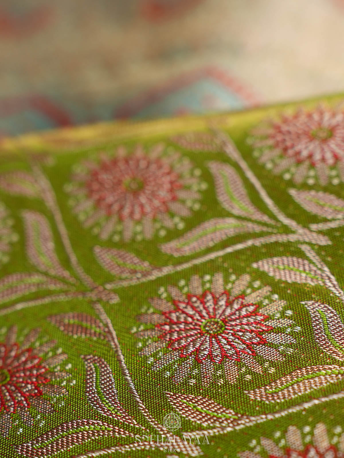 Lime Green Kanjivaram Silk Saree