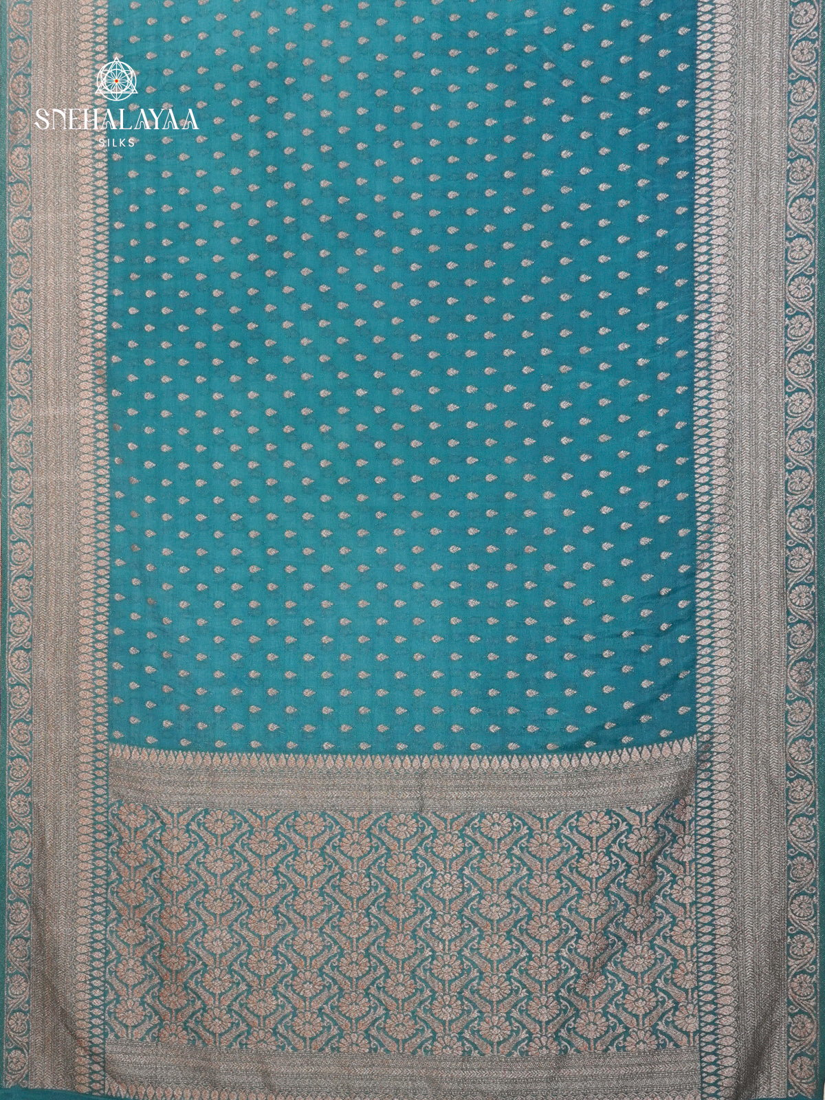 Sky Blue Banaras Crepe Silk Saree