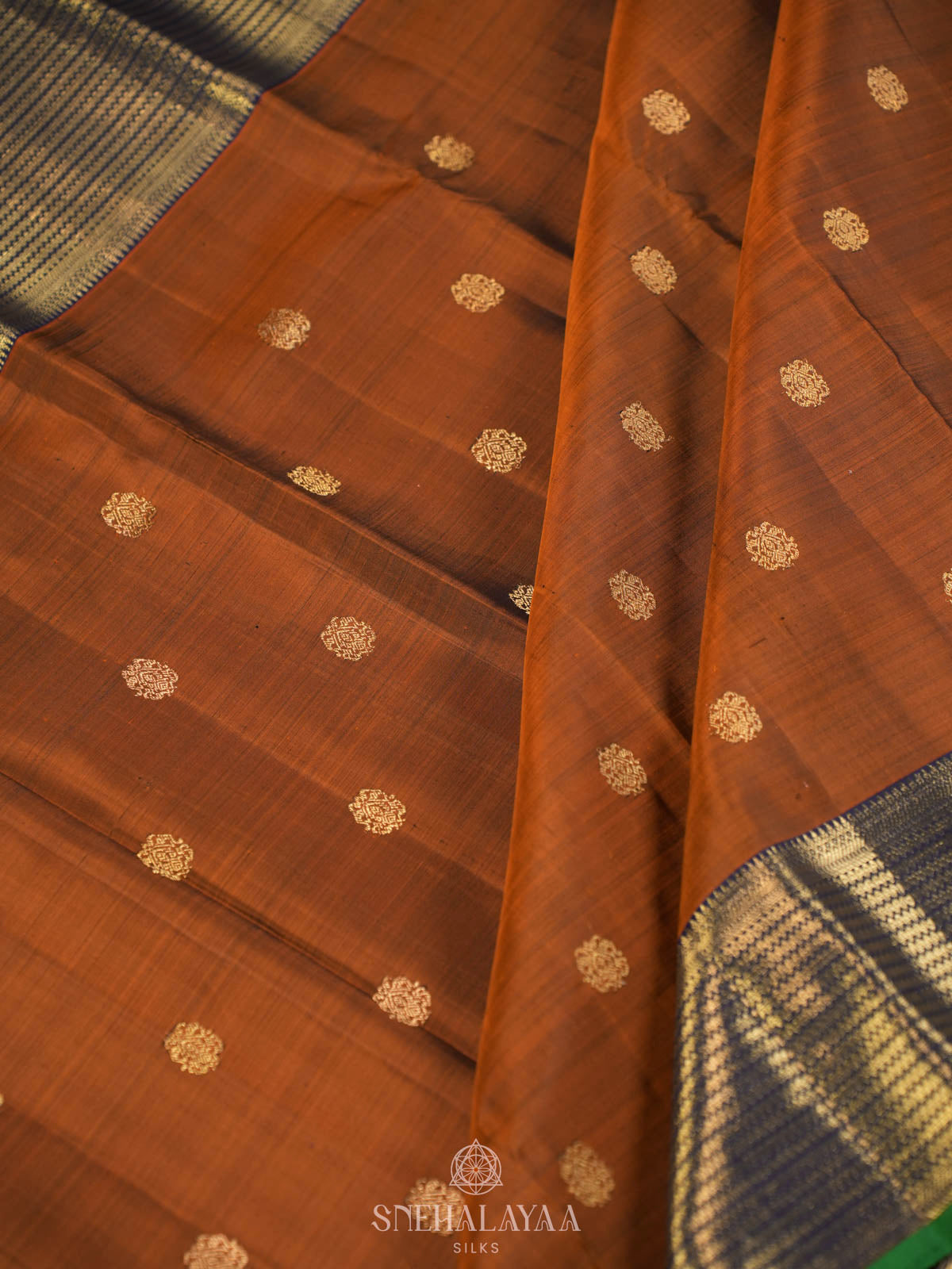 Rust Brown Kanjivaram Silk Saree