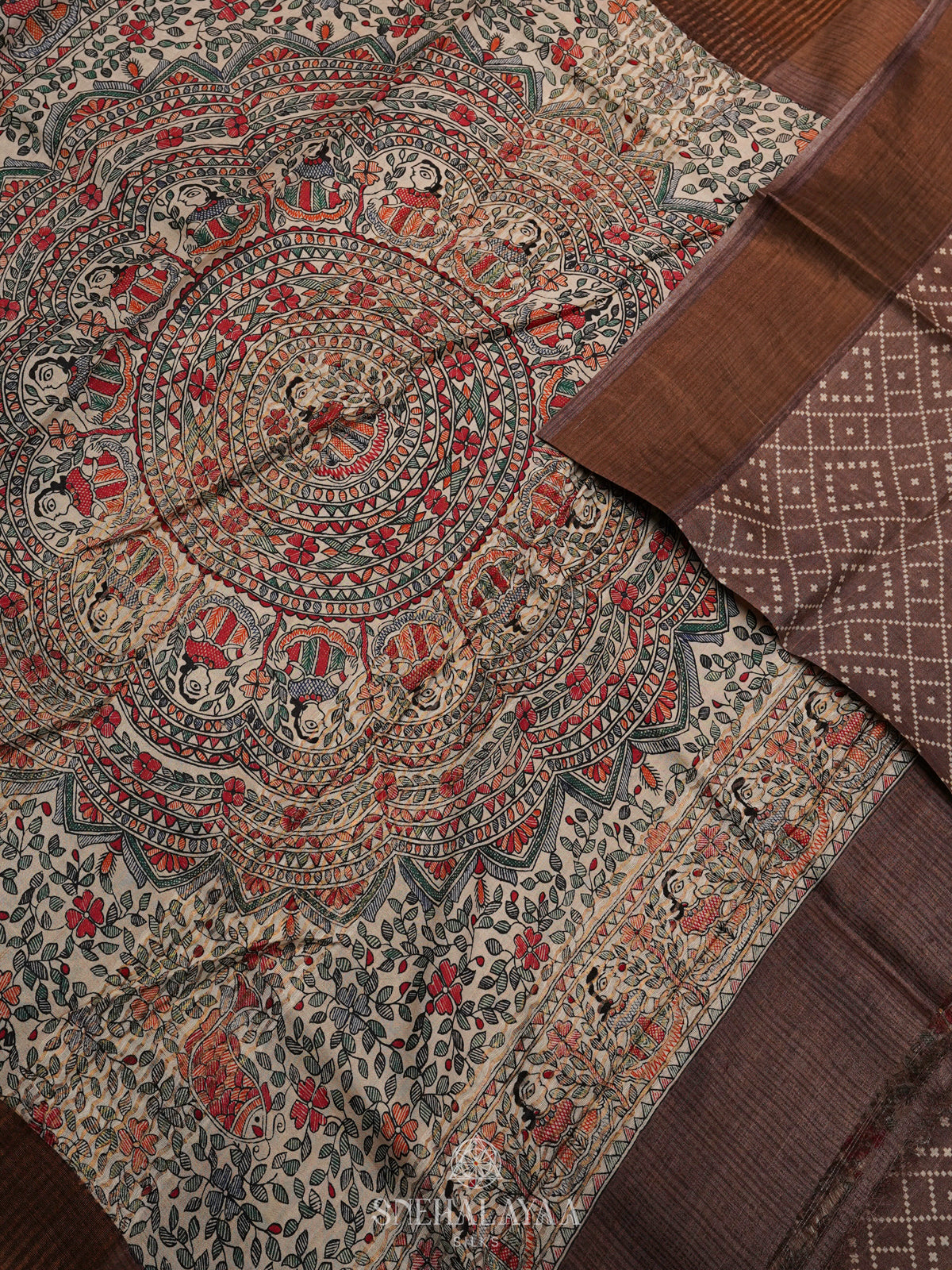 Brown Tussar Saree