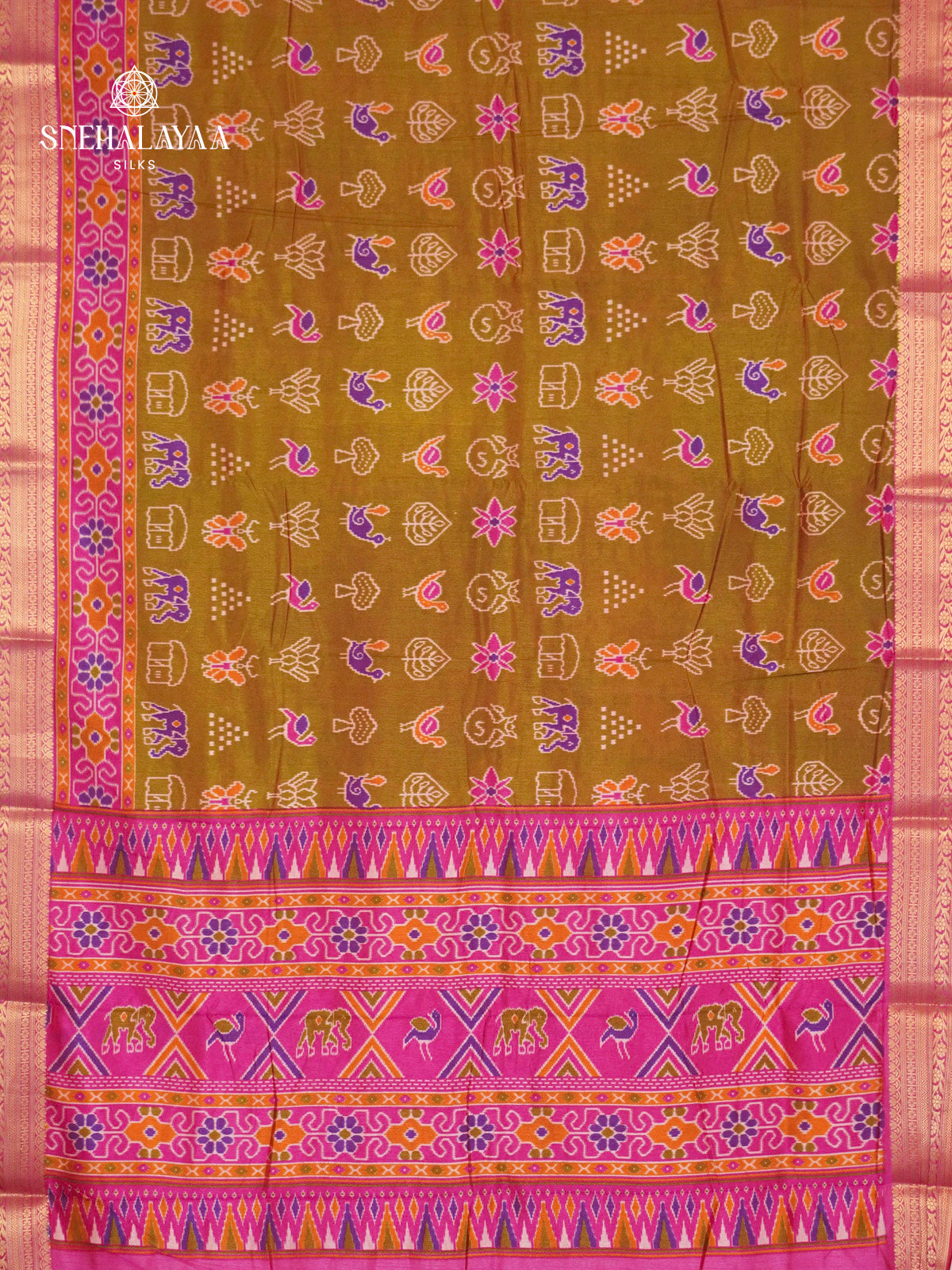 Mahendi Green Ikat Saree