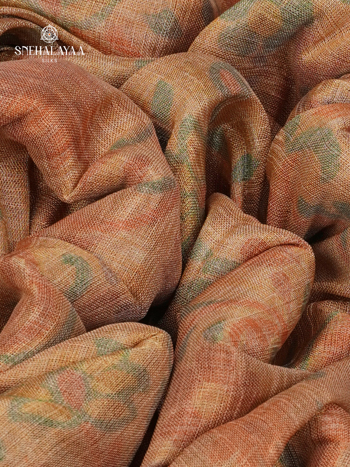 Orange With Pale Pink Linen Tissue Saree