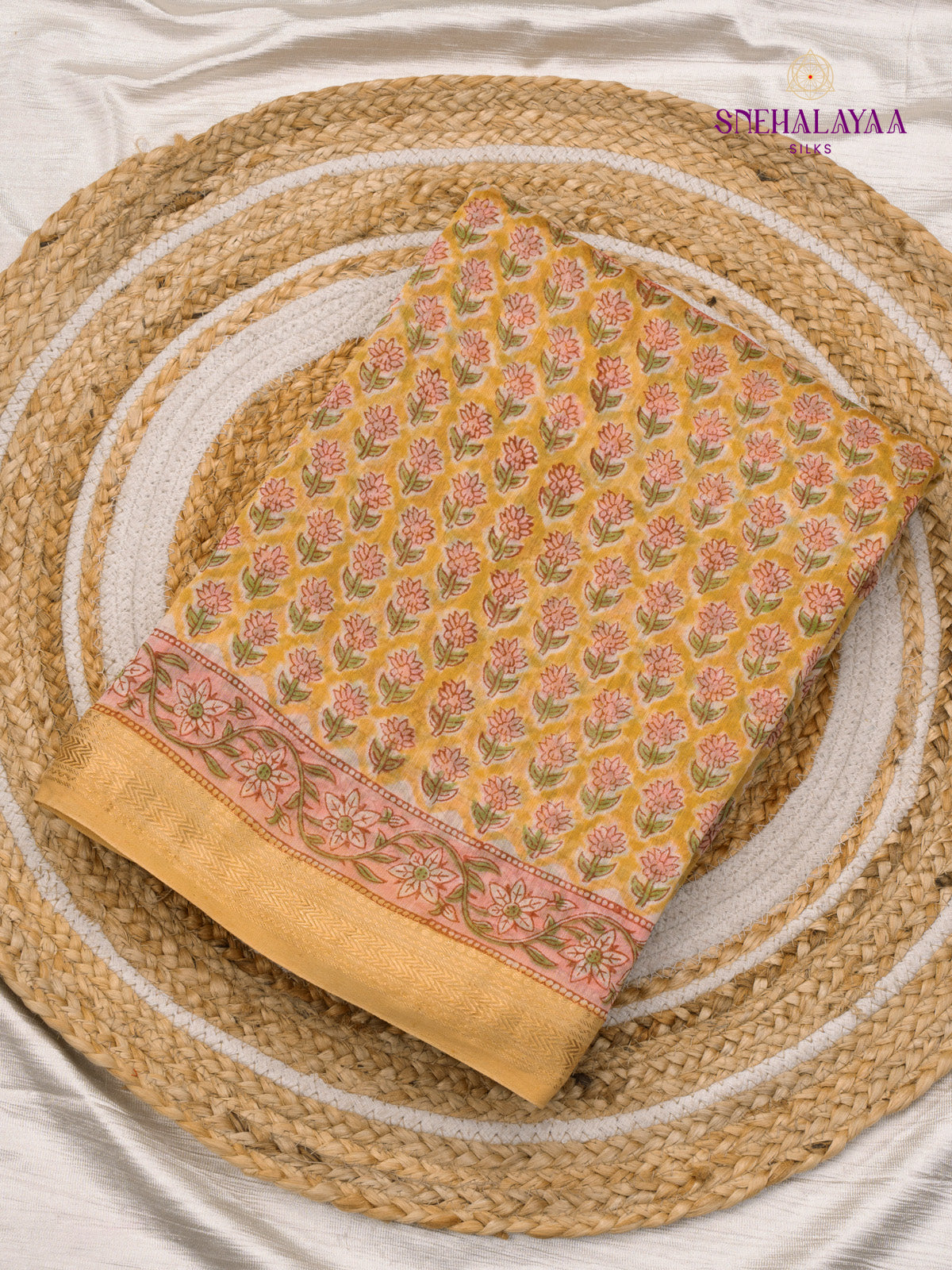 Mustard Yellow Chanderi Saree