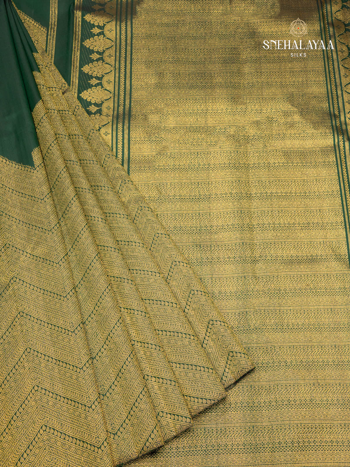 Bottle Green Kanjivaram Silk Saree