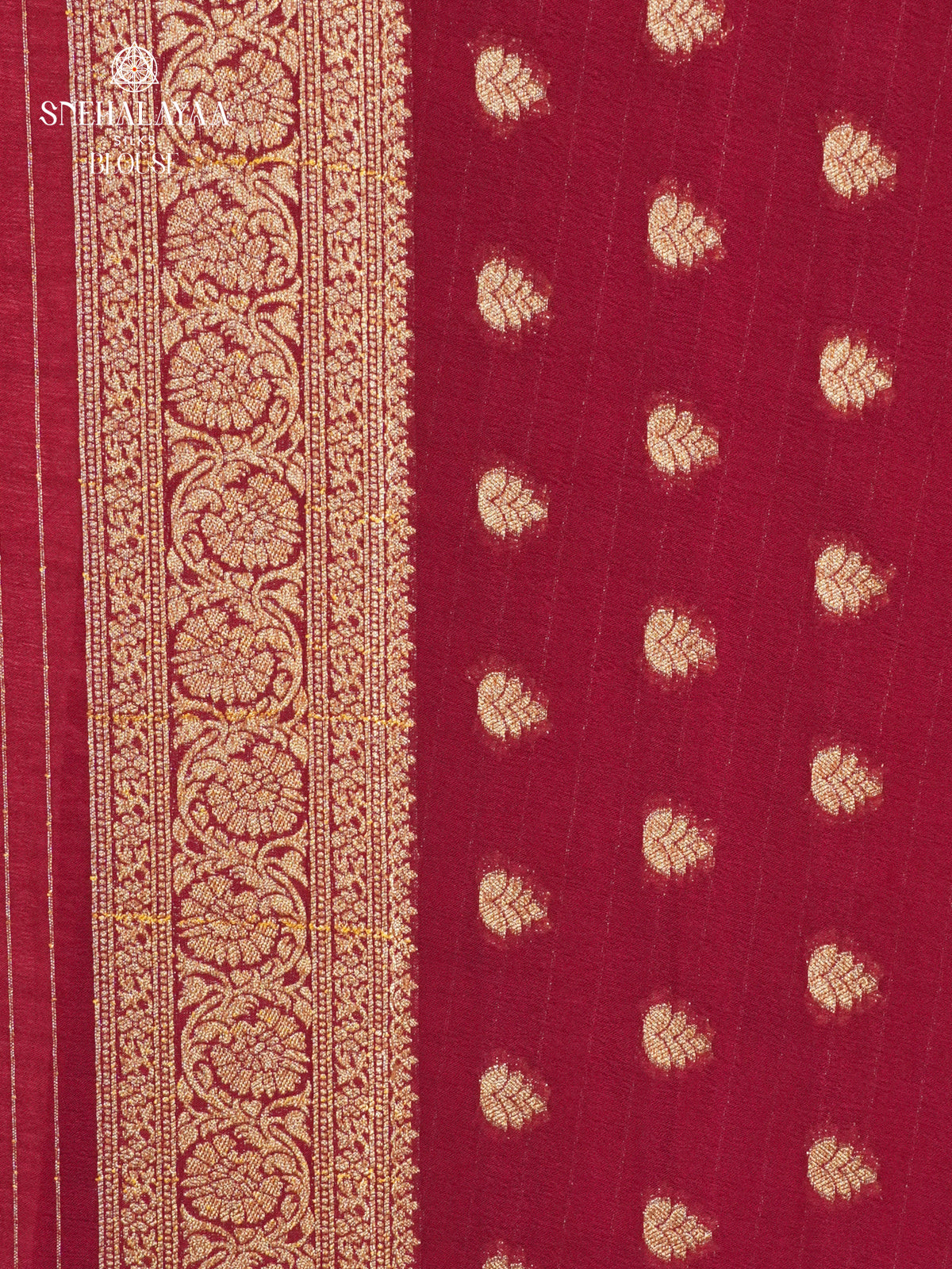 Maroon Banaras Crepe Silk Saree