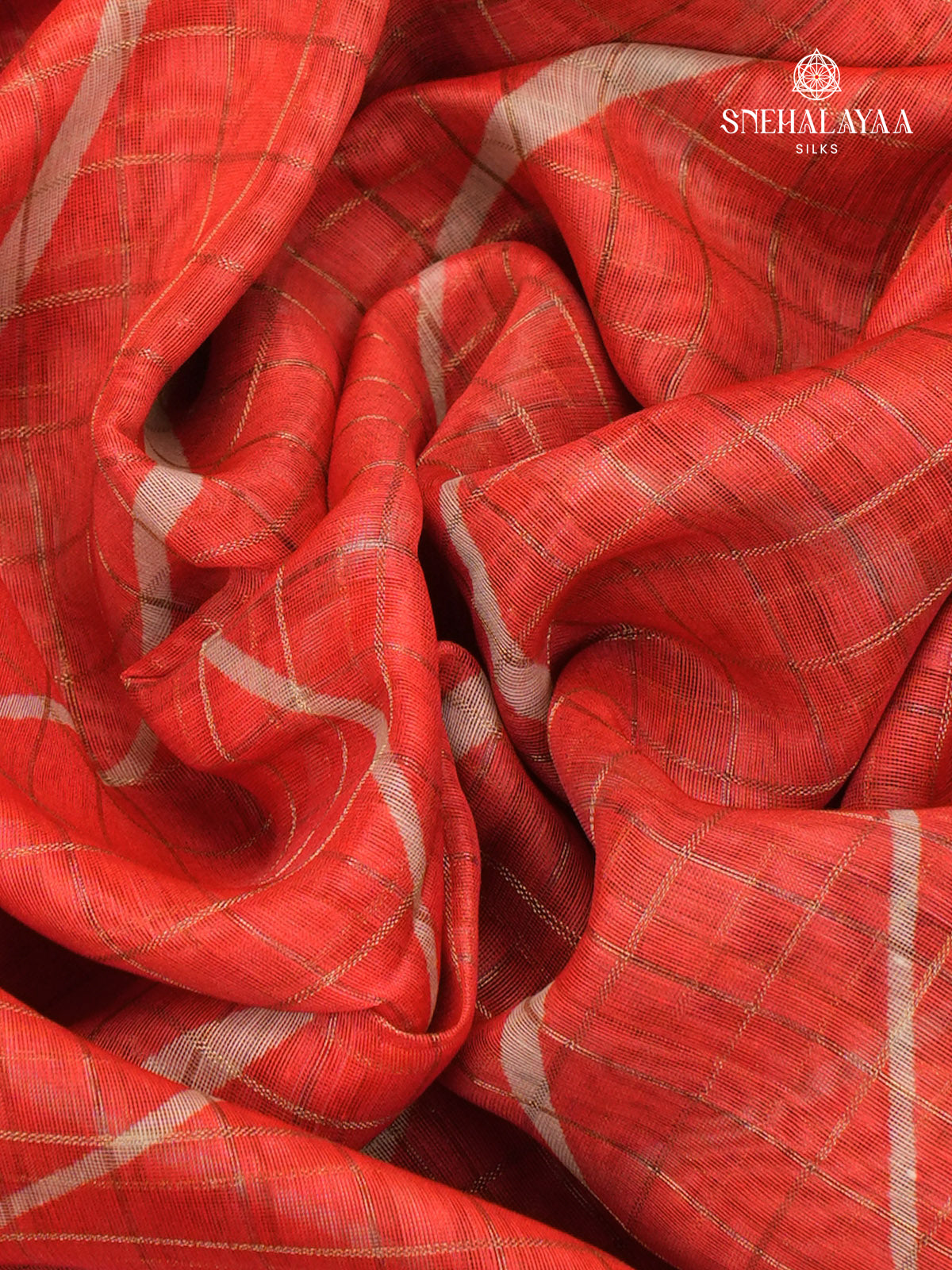 Orange Madhubani Printed Saree