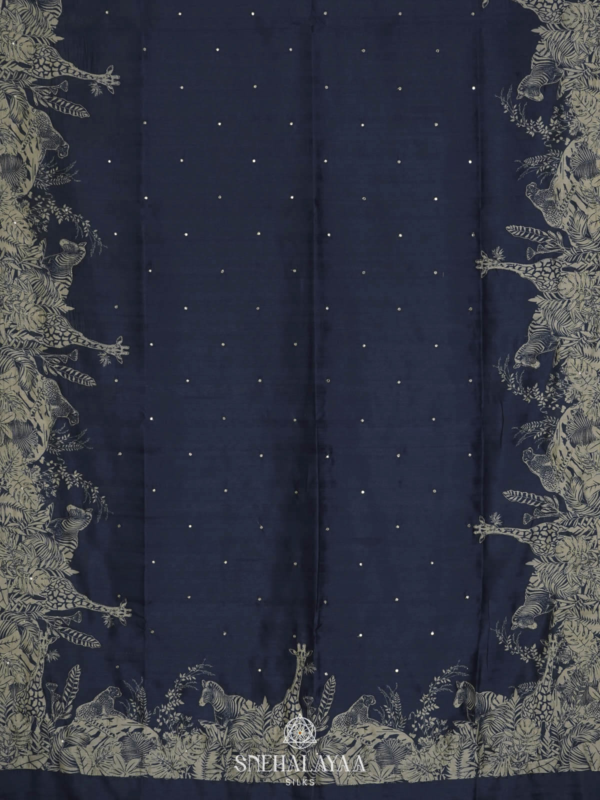 Peacock Blue Raw Silk Embroidery Saree