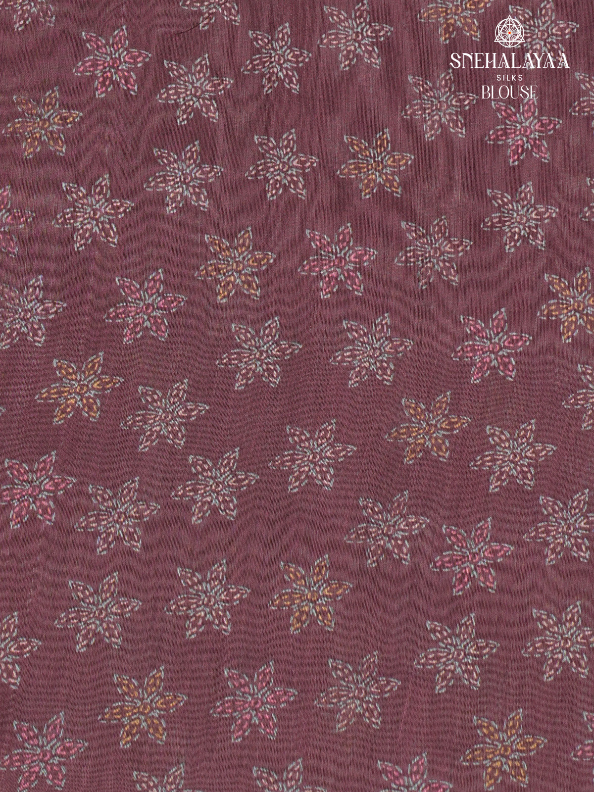 Burgundy Printed Linen Saree