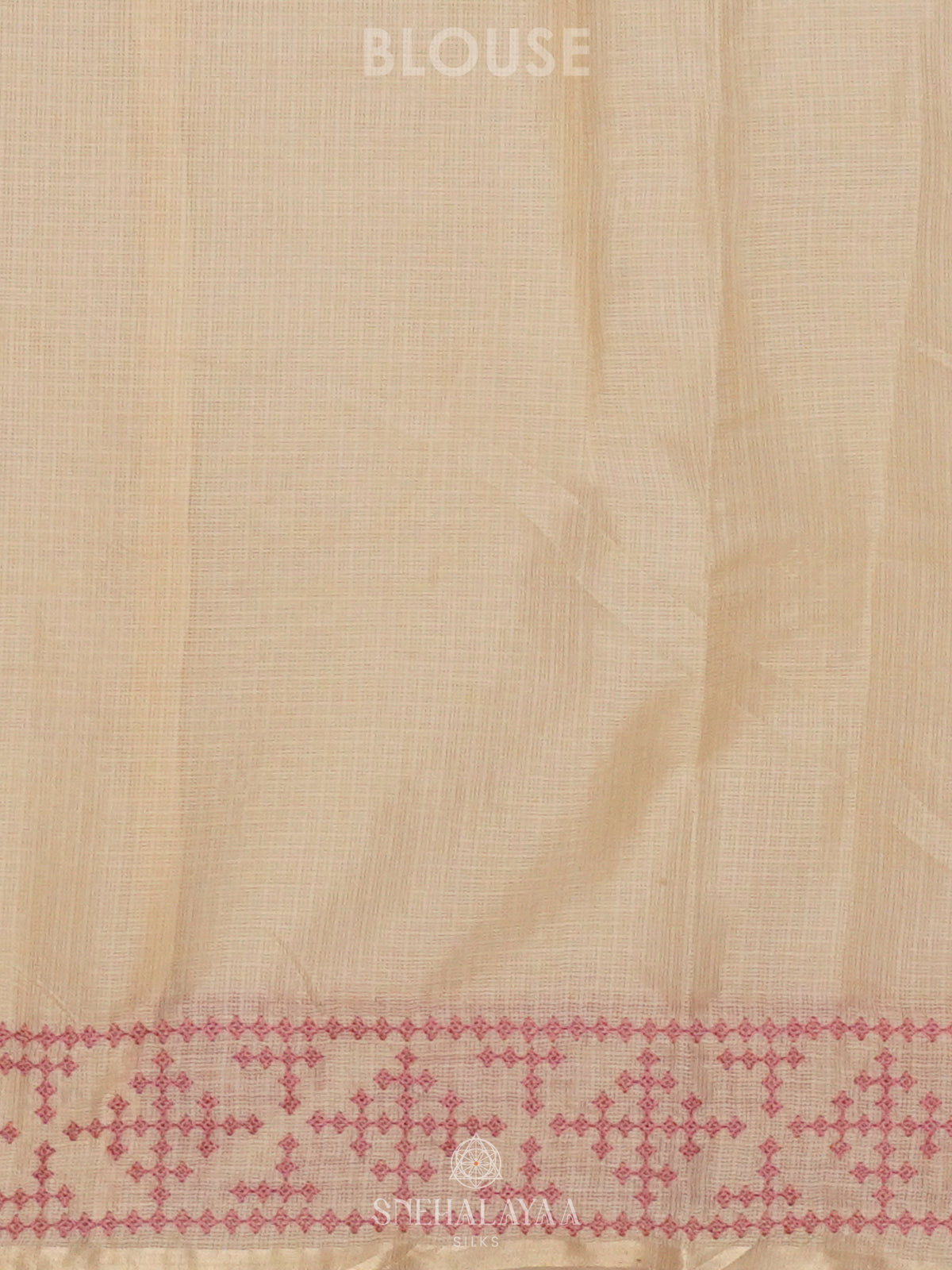 White Kota Embroidery Saree with Pink Border