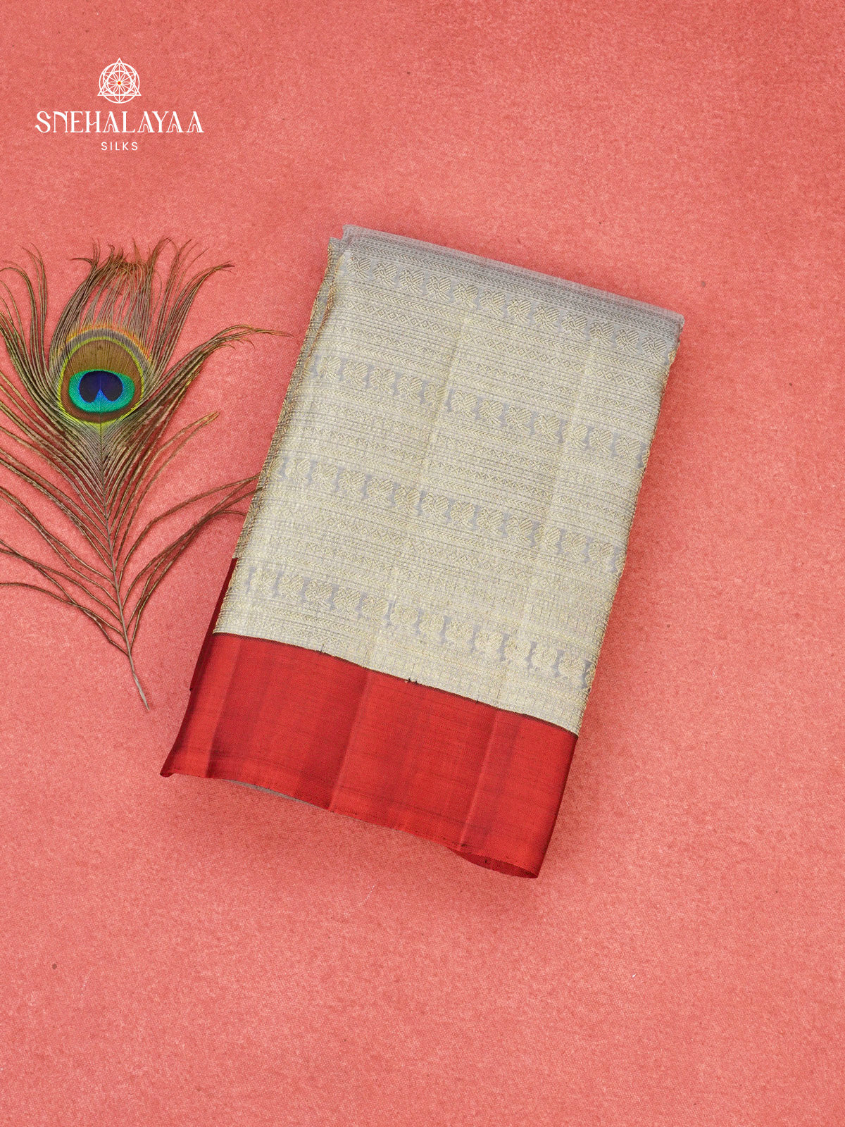 Silver Grey Kanjivaram Silk Saree