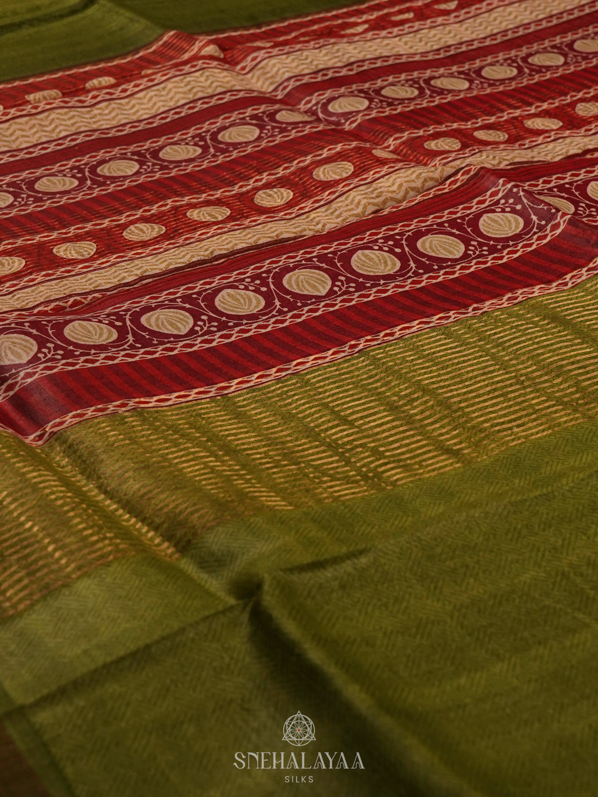 Olive Green Tussar Saree