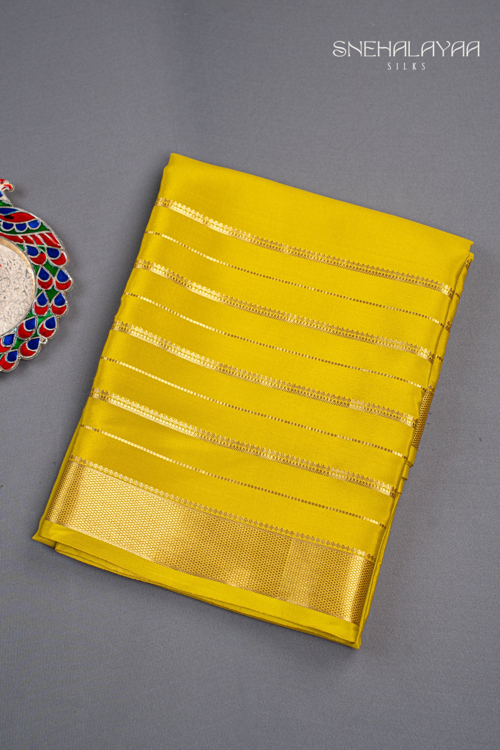 Yellow Mysore Crepe Silk Saree