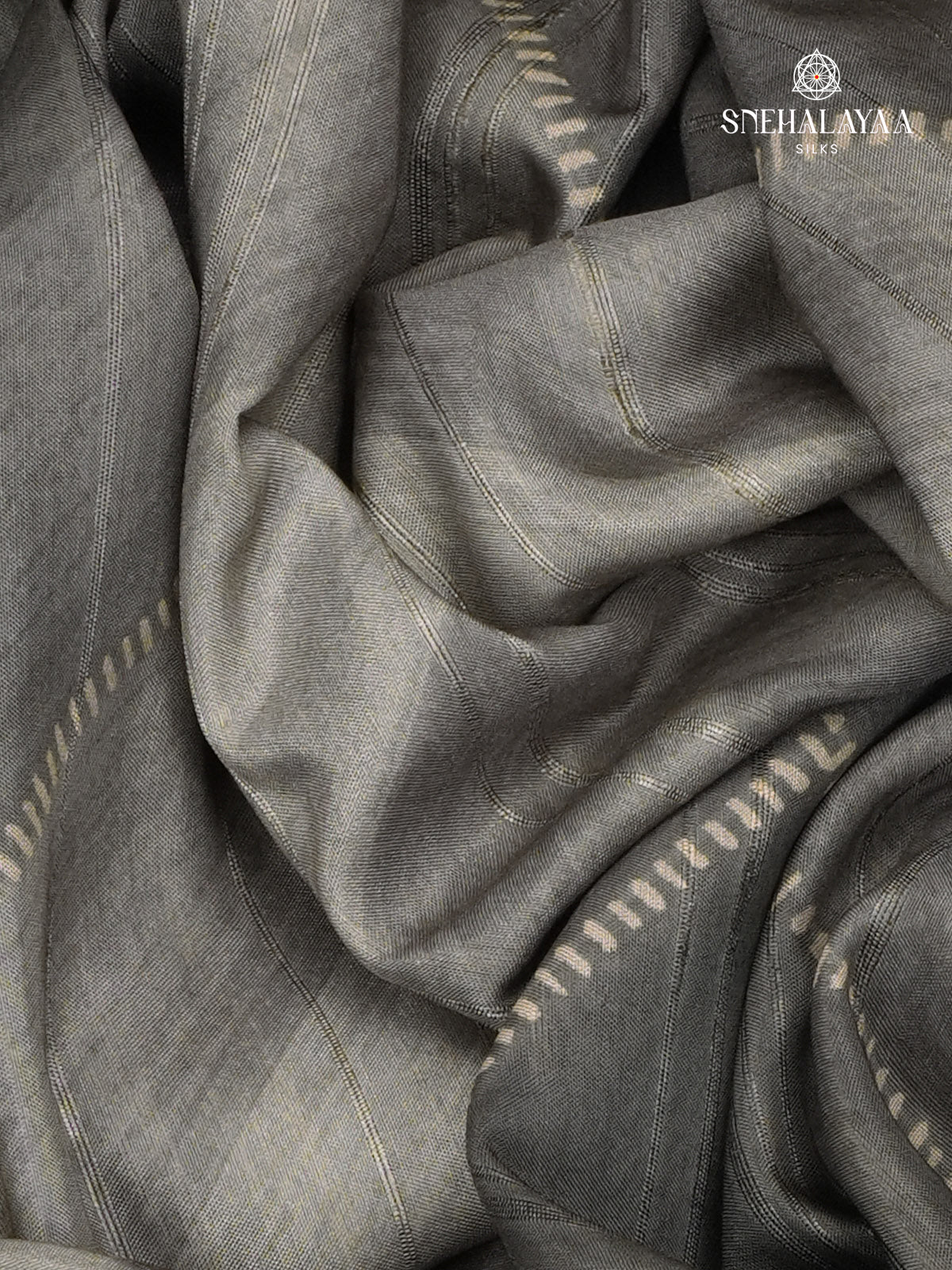 Grey Floral Printed Tussar Saree