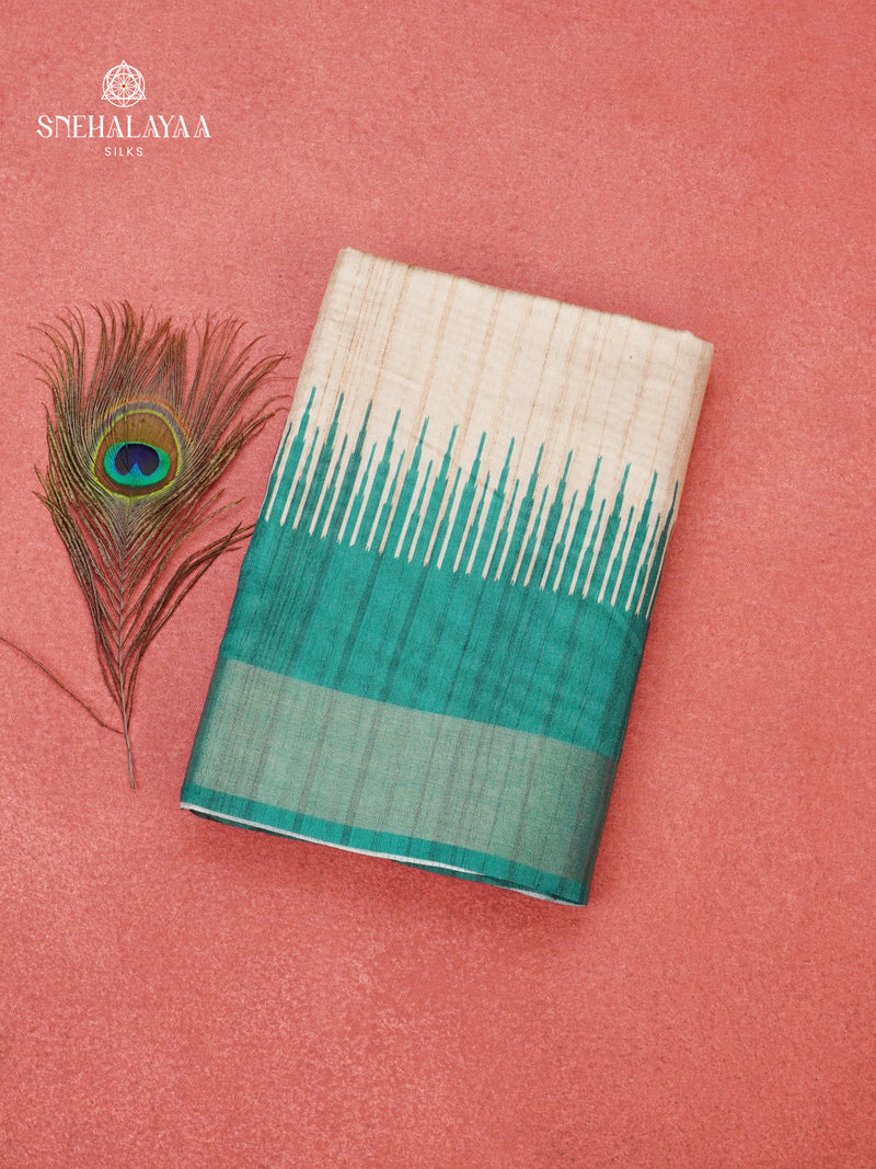 Cream Tussar Saree