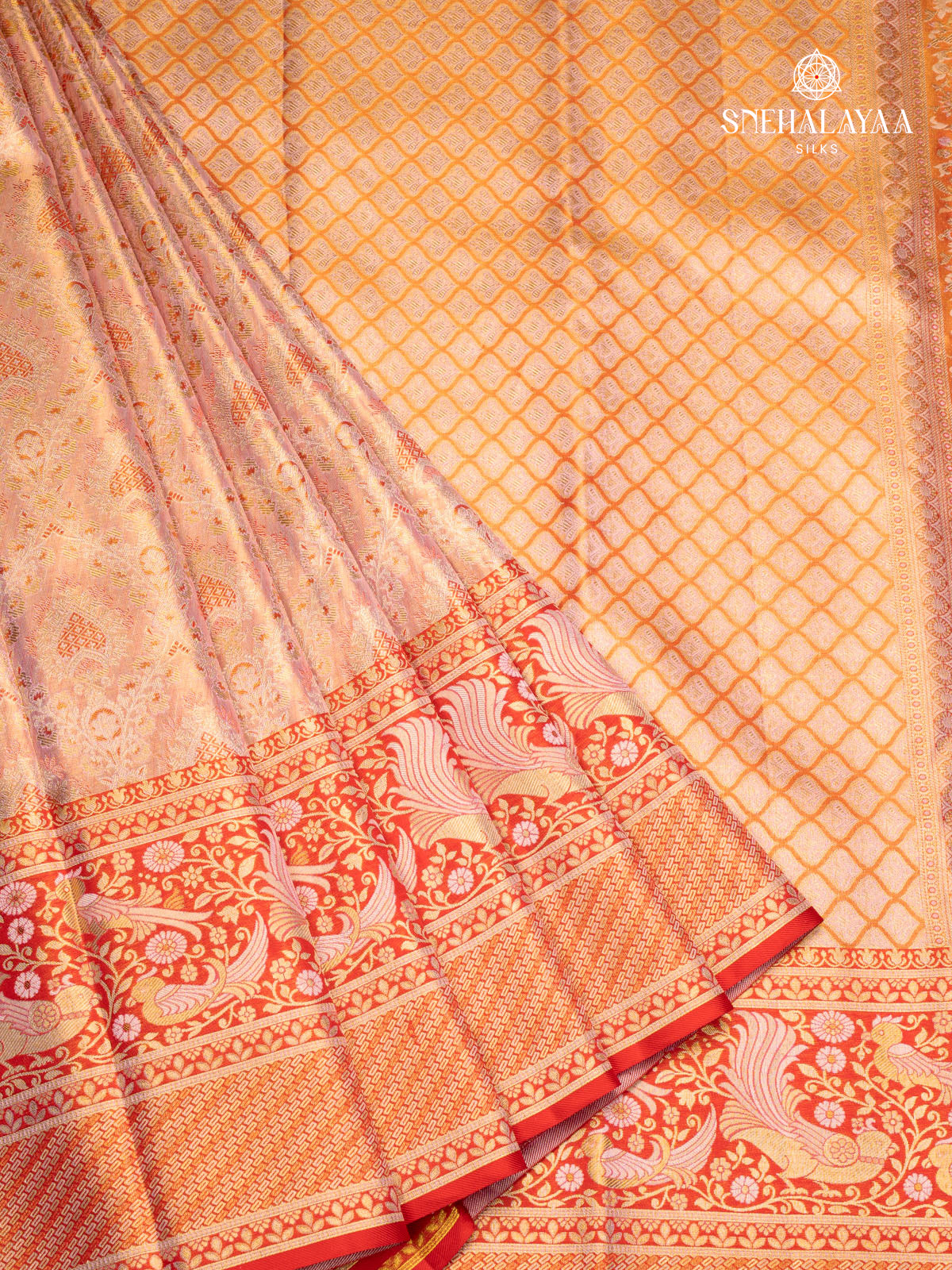 Peach Kanjivaram Silk Saree