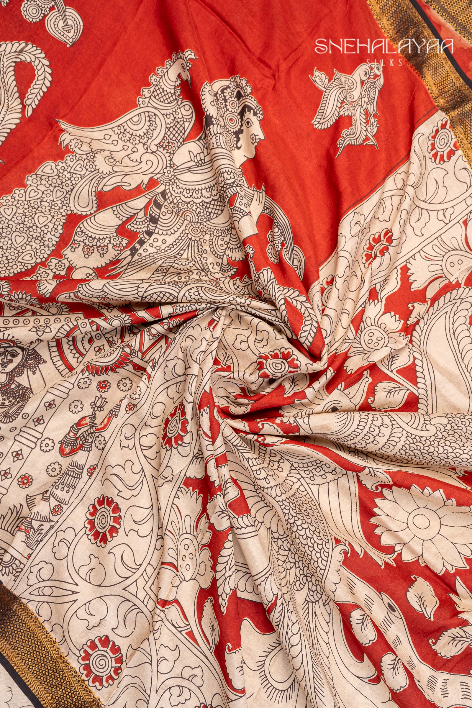 Cream Kalamkari Silk Saree