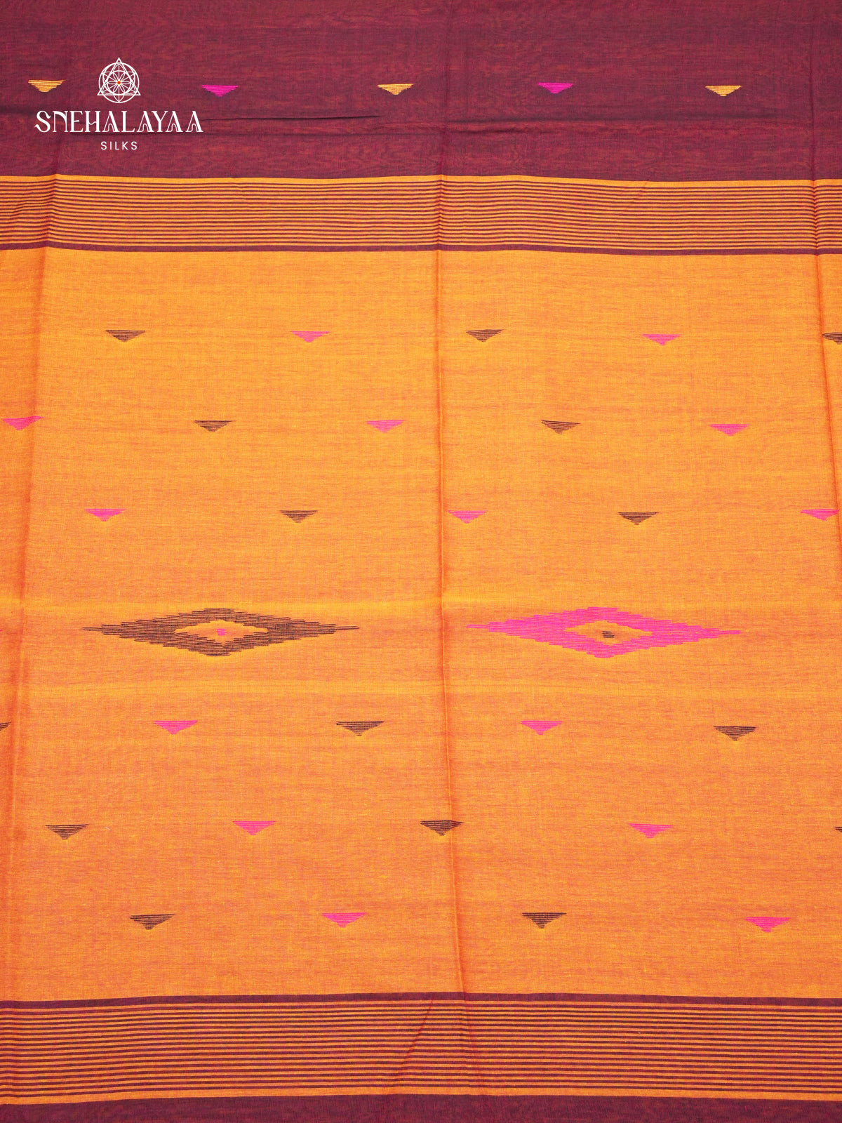 Burgundy Sambalpuri Cotton Saree