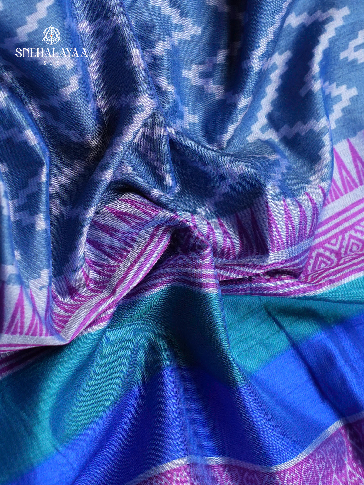 Blue Ikat Silk Saree