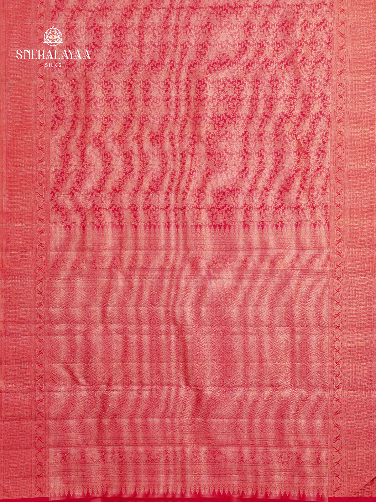 Rose Pink Pure Kanchipuram Silk Saree with Self Zari Weave