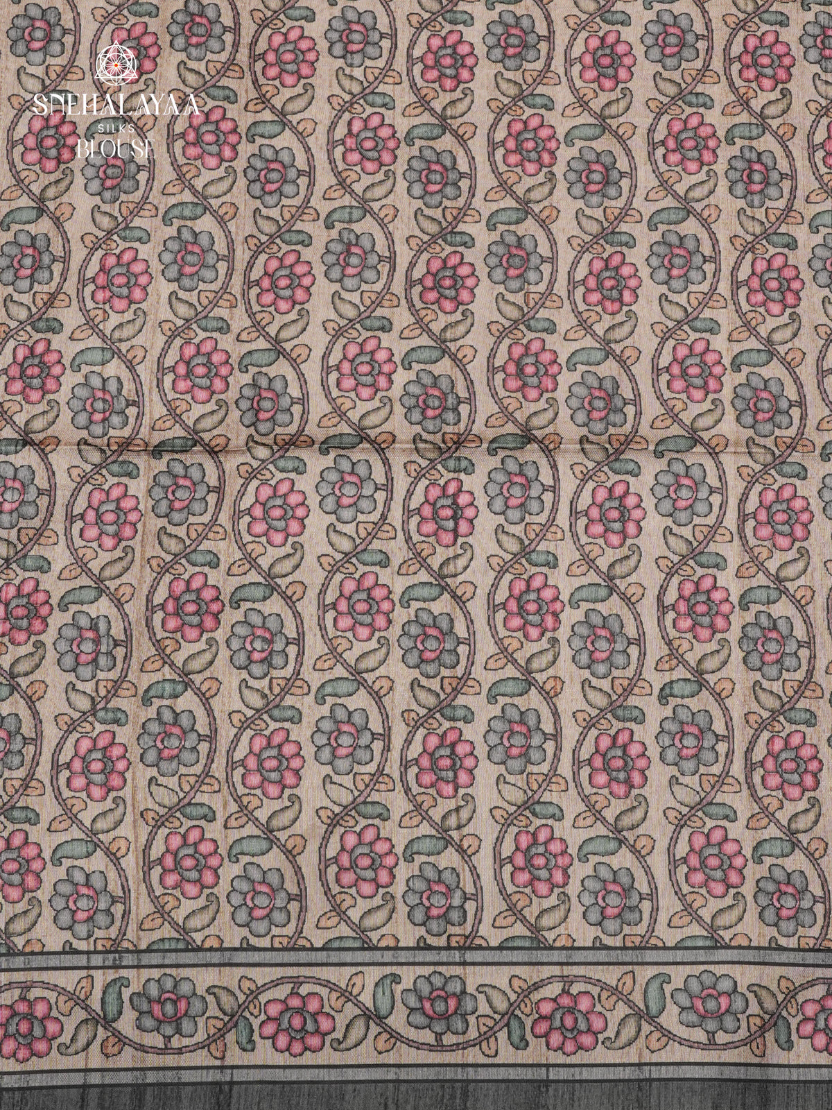 Black Tussar Embroidery Saree