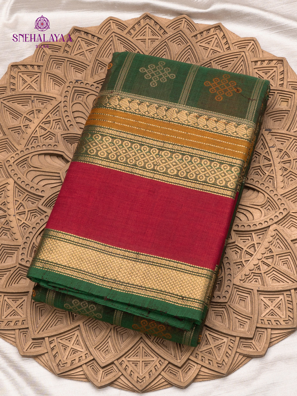 Forest Green Pure Kanchi Cotton Saree