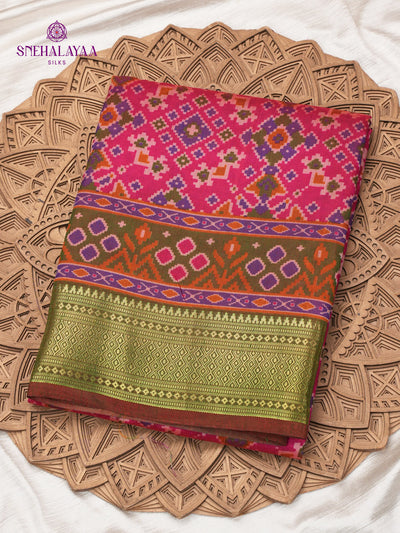 Rani Pink Ikat Saree