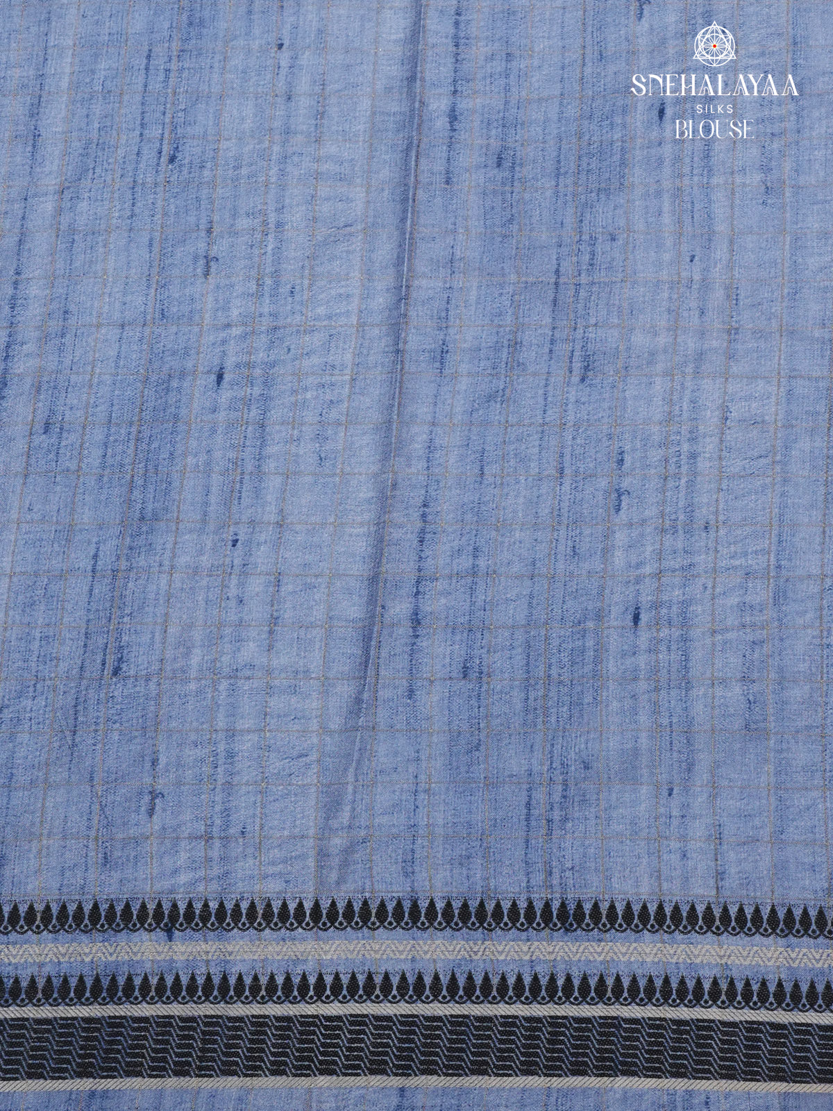 Beige With Blue Border Floral Printed Tussar Saree