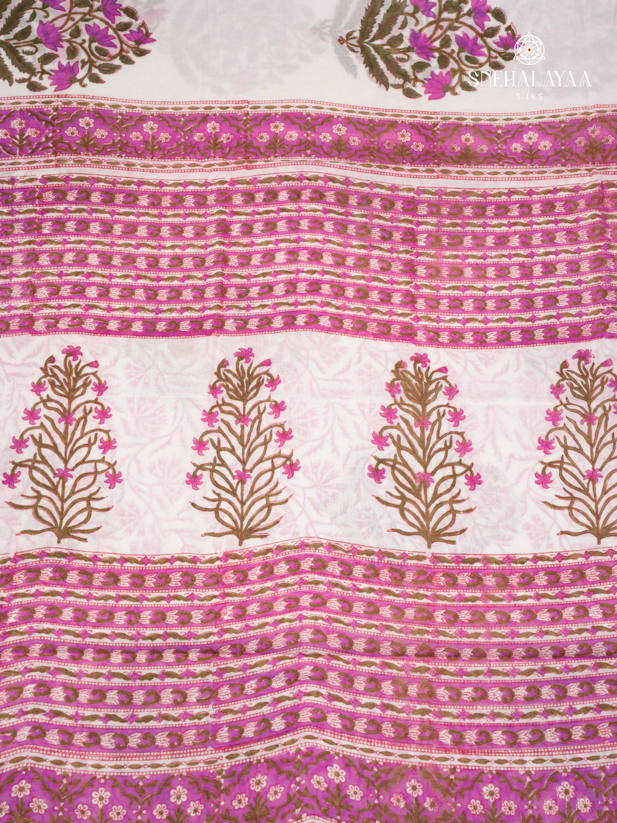 White Jaipur Cotton Saree