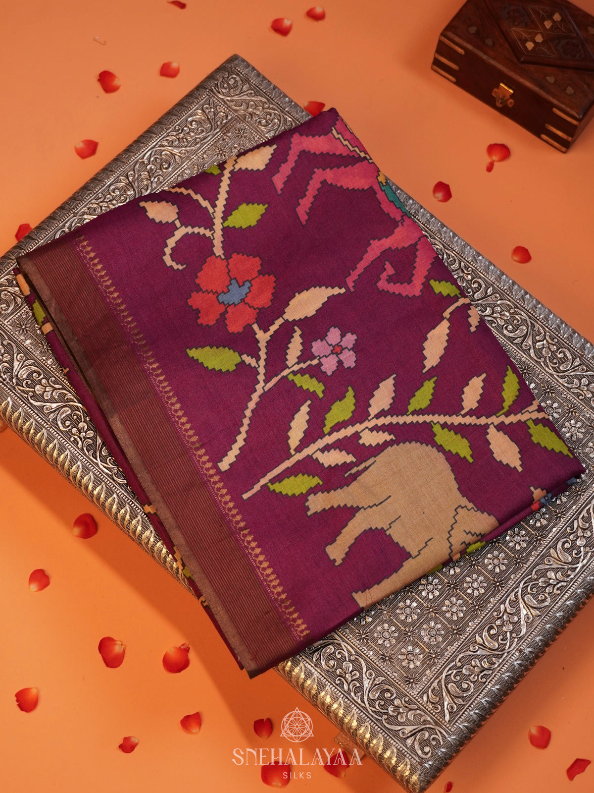 Purple Tussar Saree