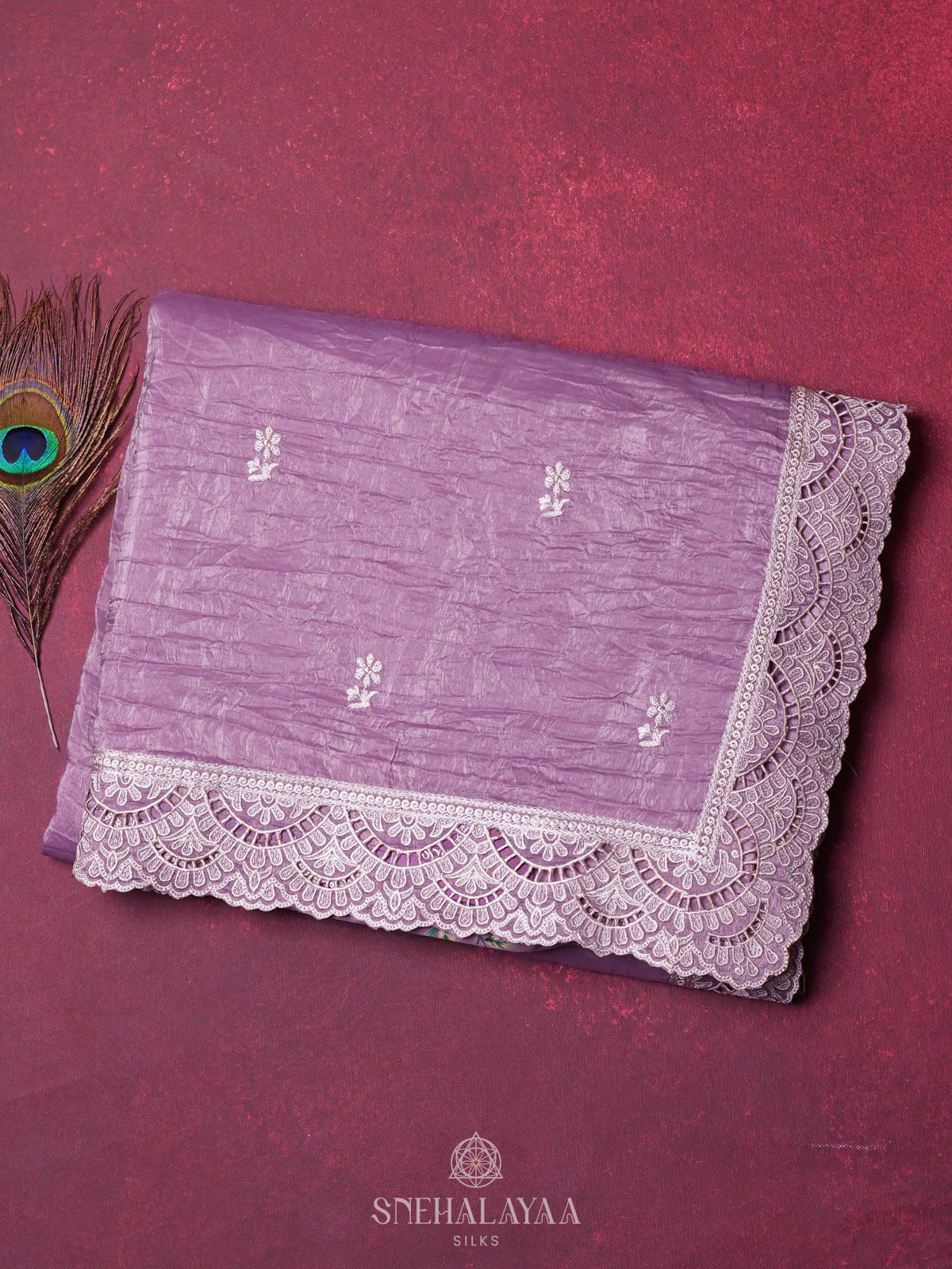 Purple Crushed Tissue Saree