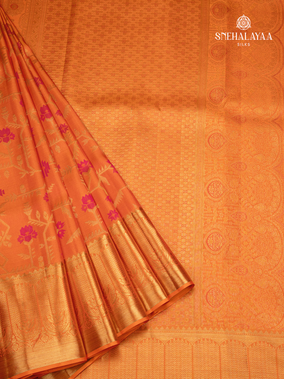 Orange Kanjivaram Silk Saree