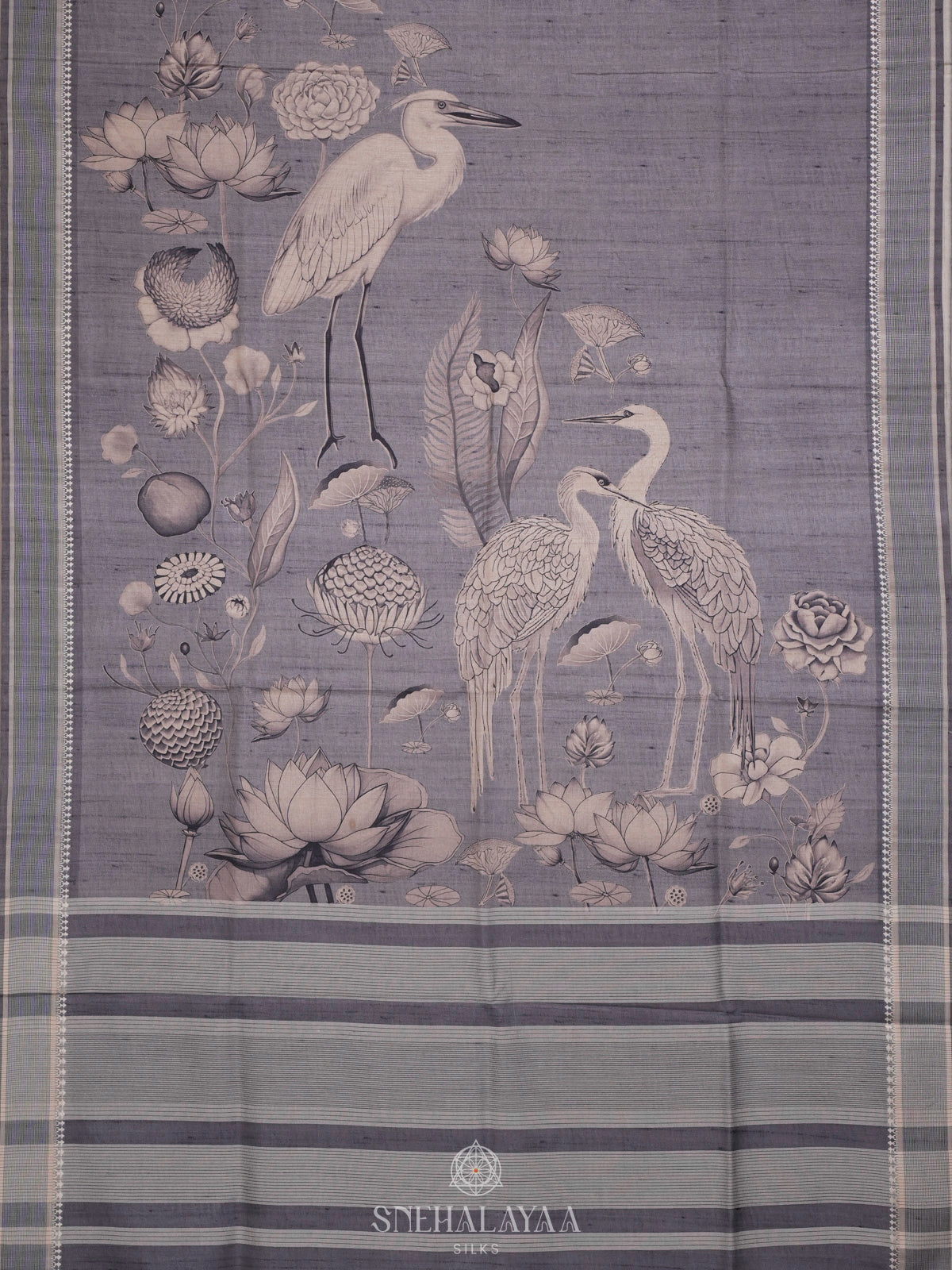 Grey Tussar Saree