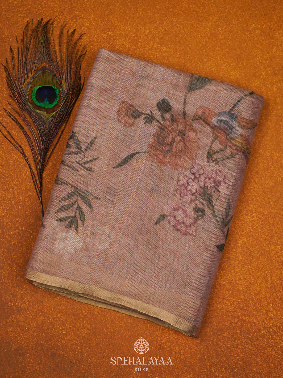 Beige Linen Saree