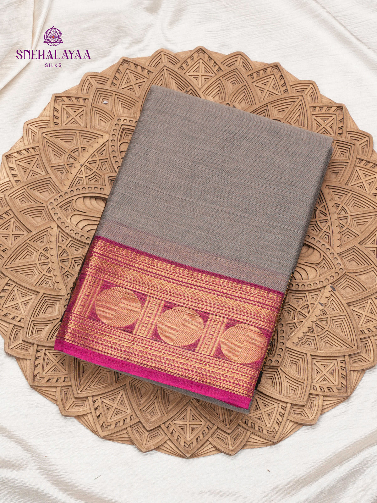 Steel Grey Chettinad Cotton Saree