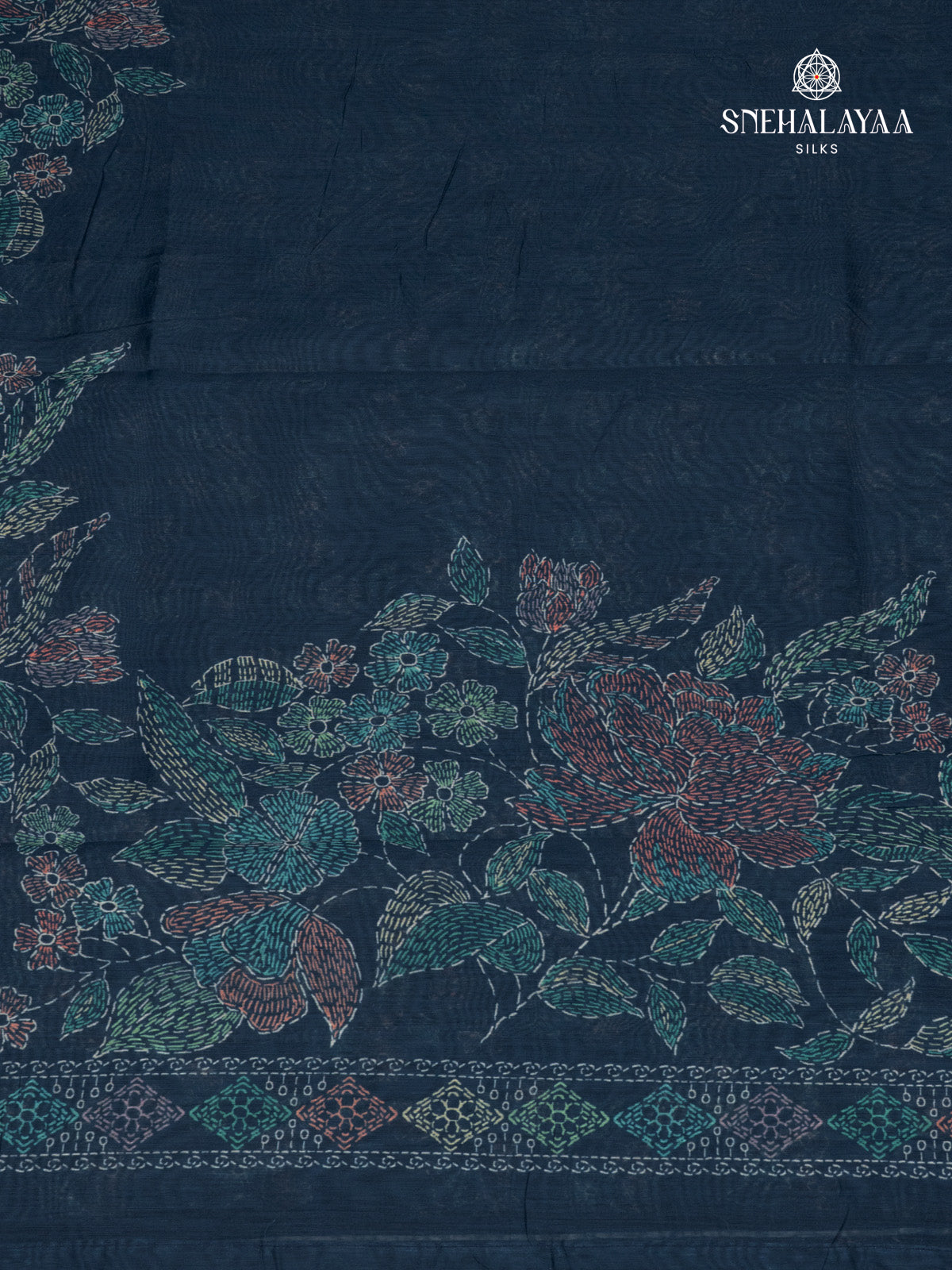 Navy Blue Linen Saree