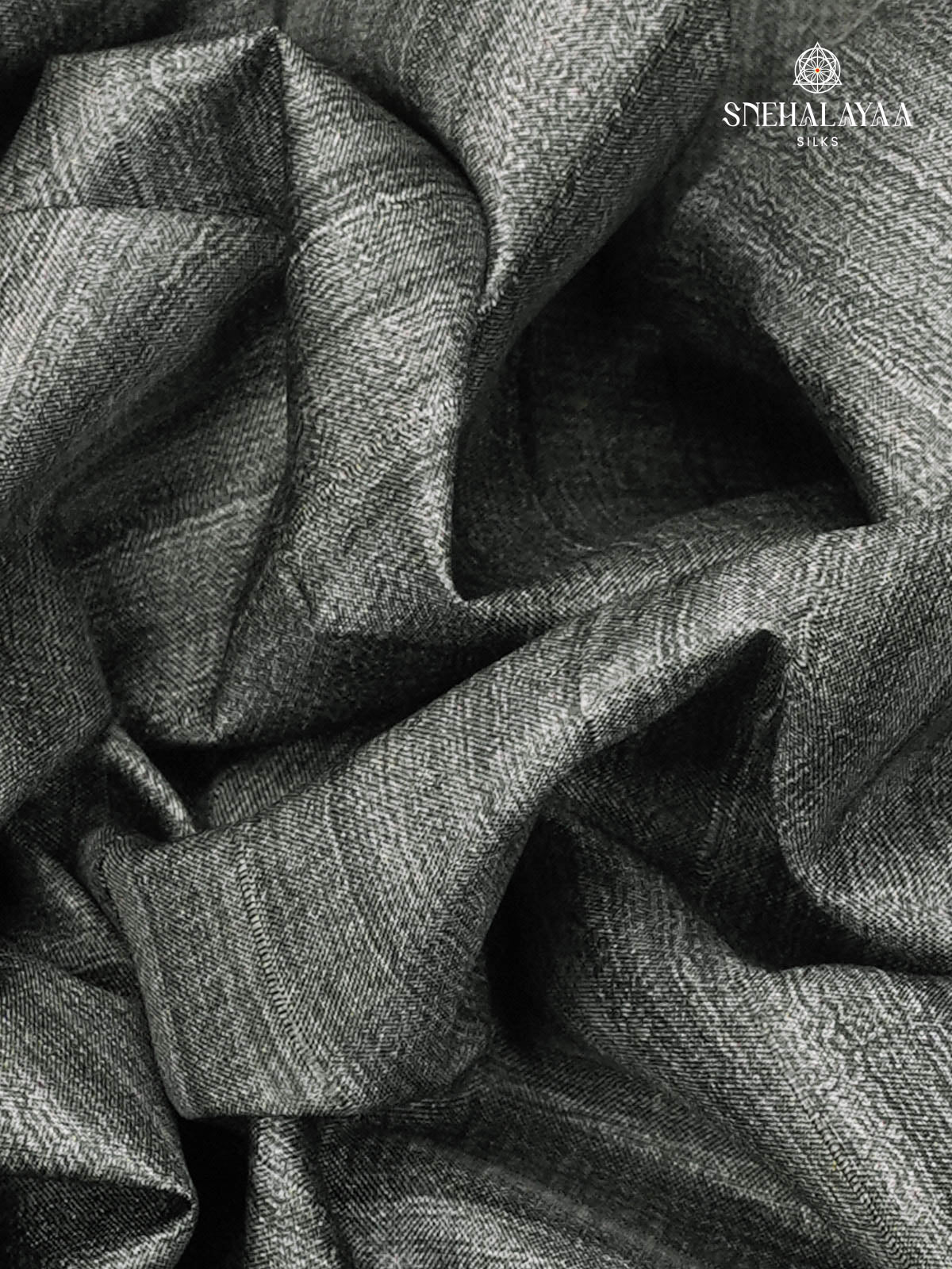 Grey Floral Printed Tussar Saree