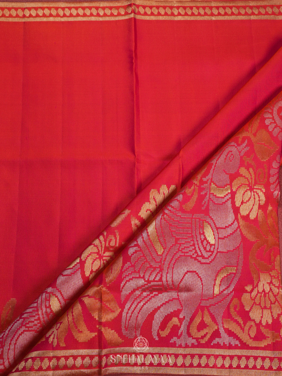 Ruby Red Kanjivaram Silk Saree