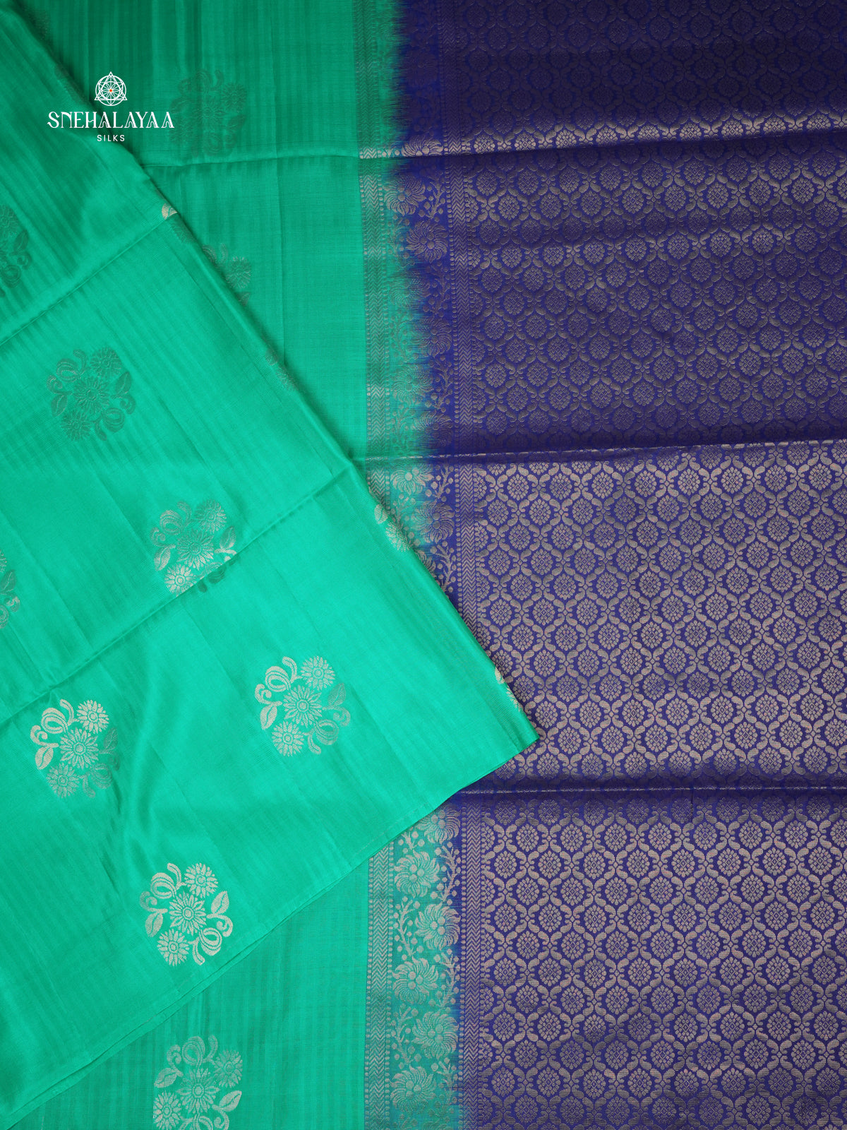 Sea Green Borderless Kanjivaram Soft Silk Saree