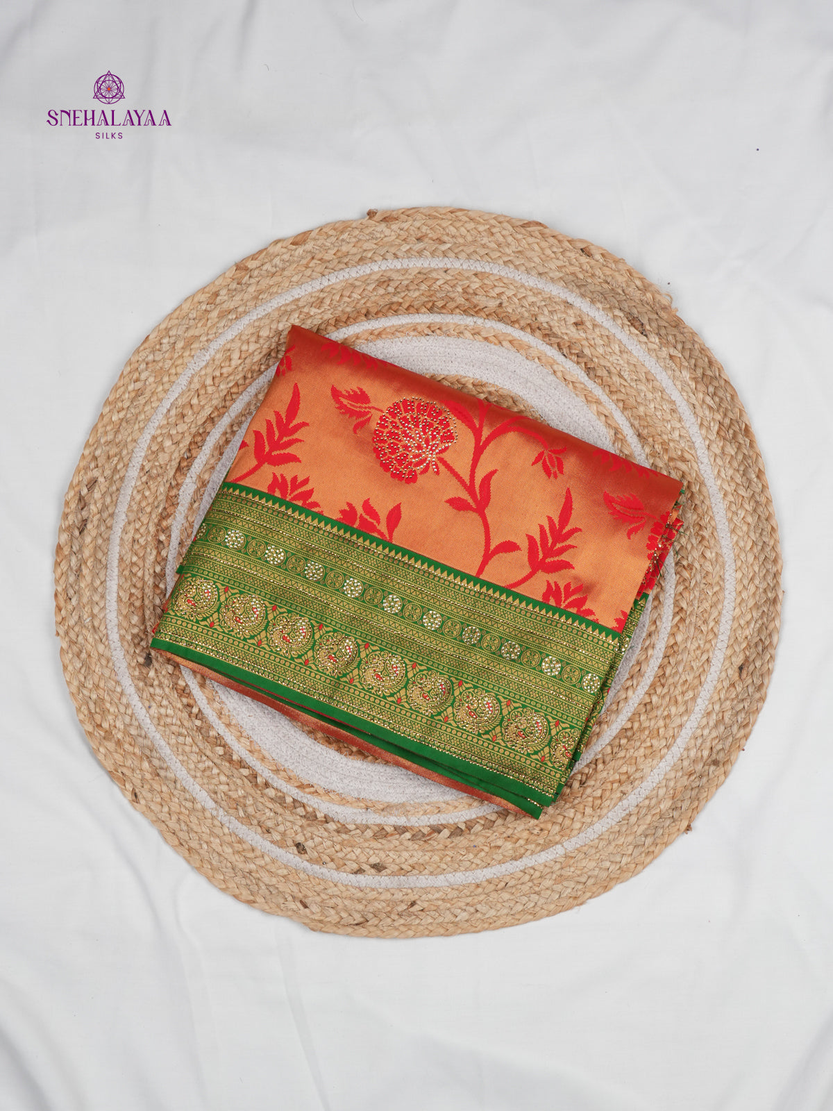 Rust Orange Designer Saree