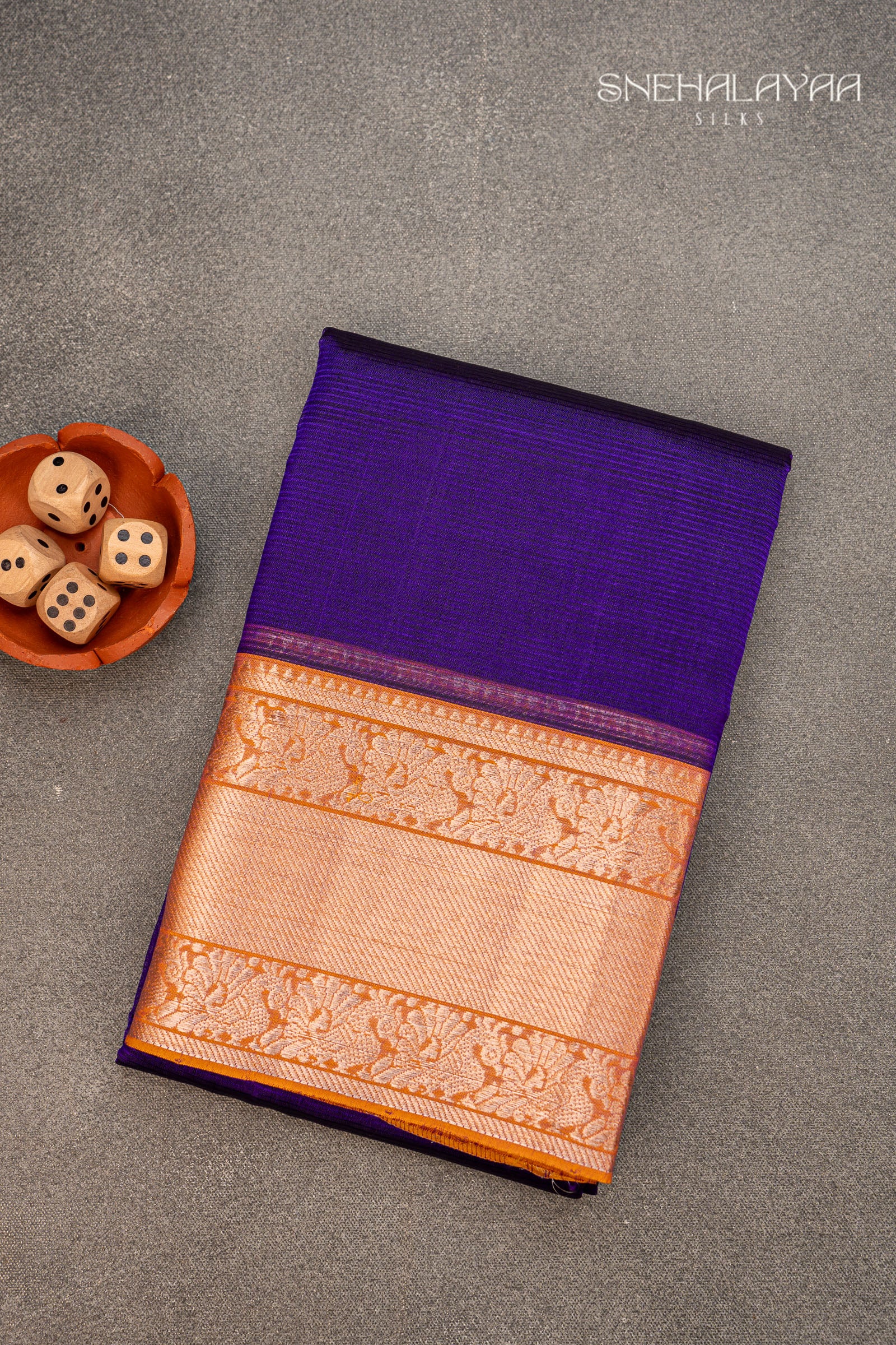 Indigo Blue Mangalgiri Silk Saree